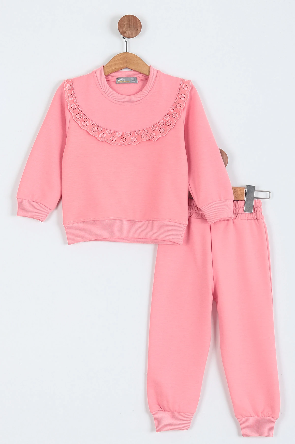 Pembe (2-11 Yaş) Yaka Jakarlı İki İp Kız Çocuk Takım 229379