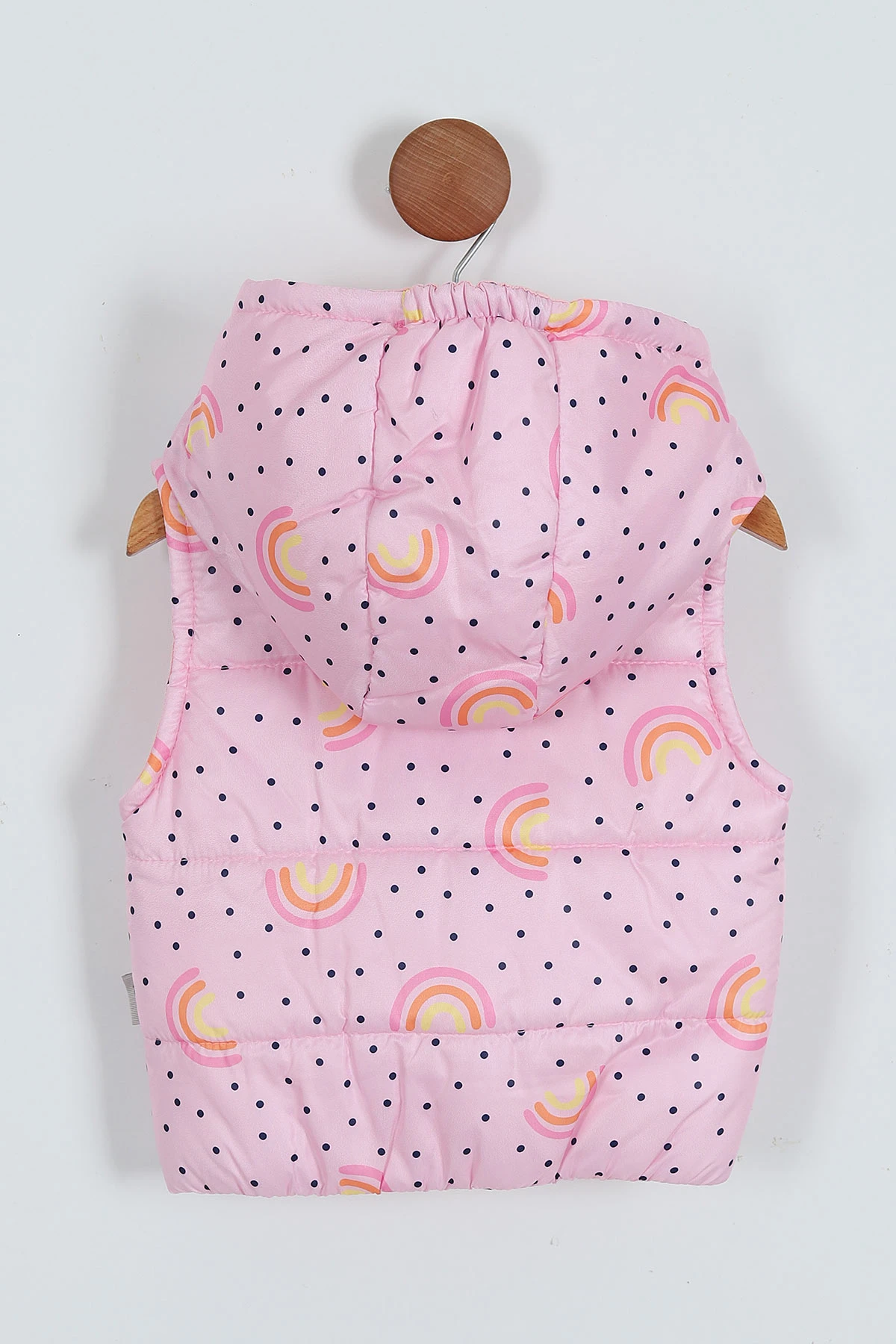 Pembe (2-4 Yaş) Gökkuşağı Desenli Kapüşonlu Kız Çocuk Yelek 287544