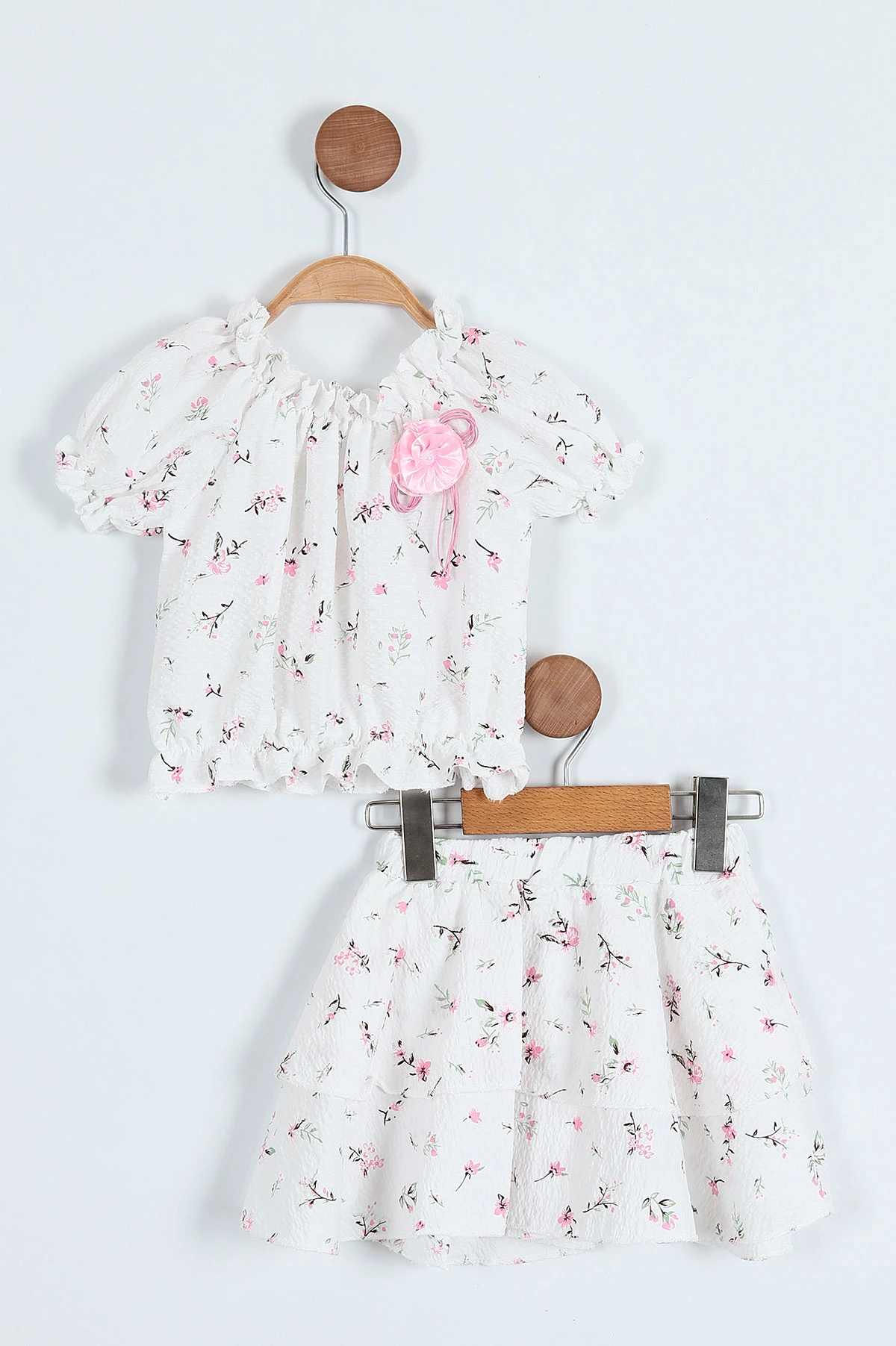 Pembe (2-5 Yaş) Çiçekli Etekli Kız Çocuk Takım 247031