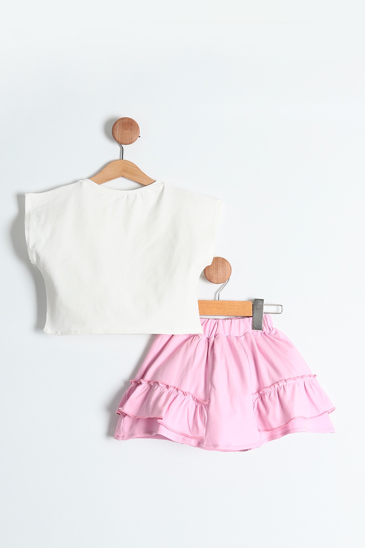 Pembe (2-5 Yaş) Just Dream Baskılı Taş İşlemeli Etekli Kız Çocuk Takım 164741