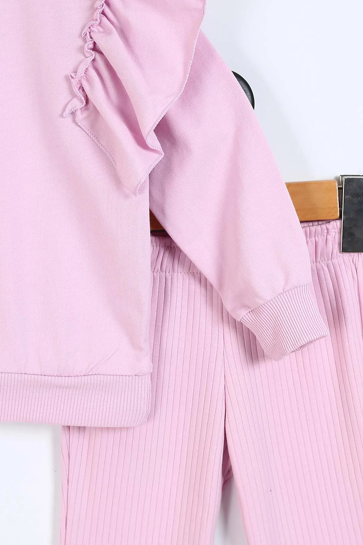 Pembe (2-5 Yaş) Omuz Fırfırlı Taytlı Kız Çocuk Takım 337106