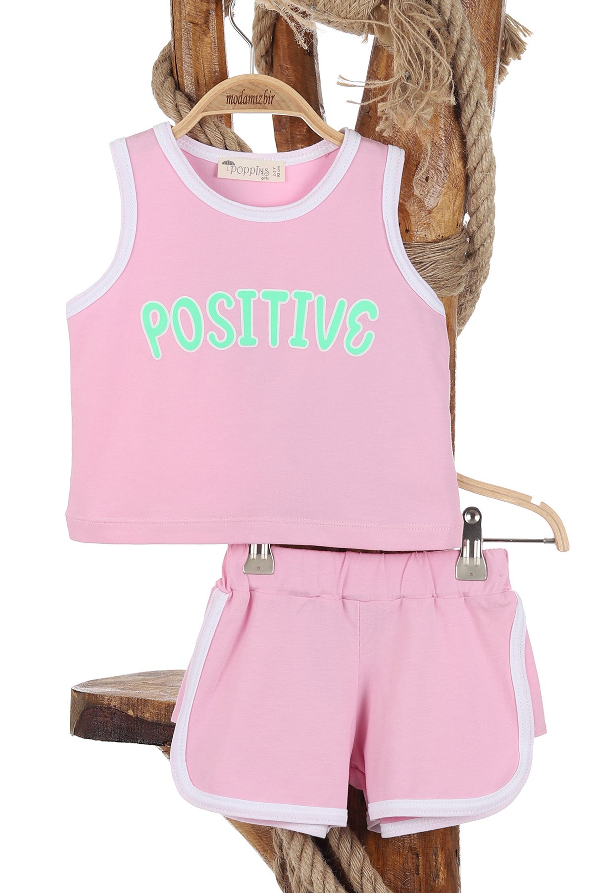 Pembe (2-5 Yaş) Posıtıve Baskılı Şortlu Kız Çocuk Takım 164694