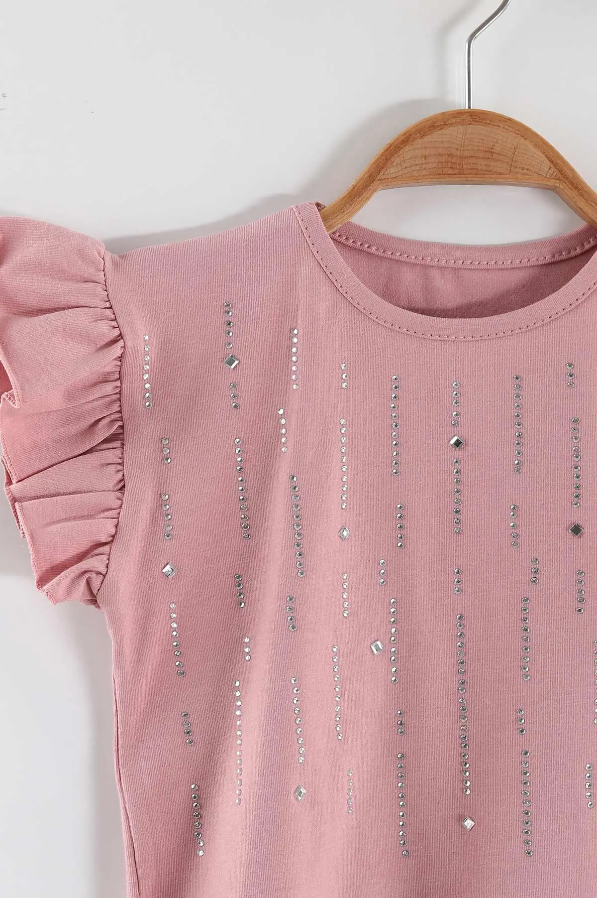 Pembe (2-5 Yaş) Taşlı Kol Fırfırlı Şortlu Kız Çocuk Takım 464657