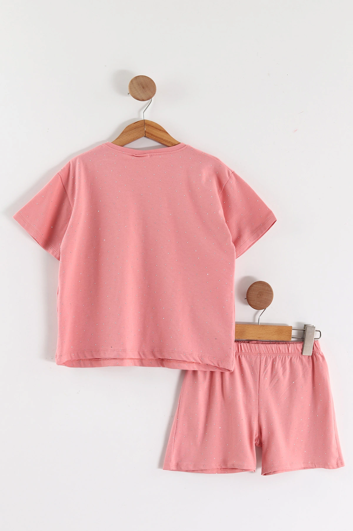 Pembe (2-5 Yaş) Taşlı Şortlu Kız Çocuk Takım 464538