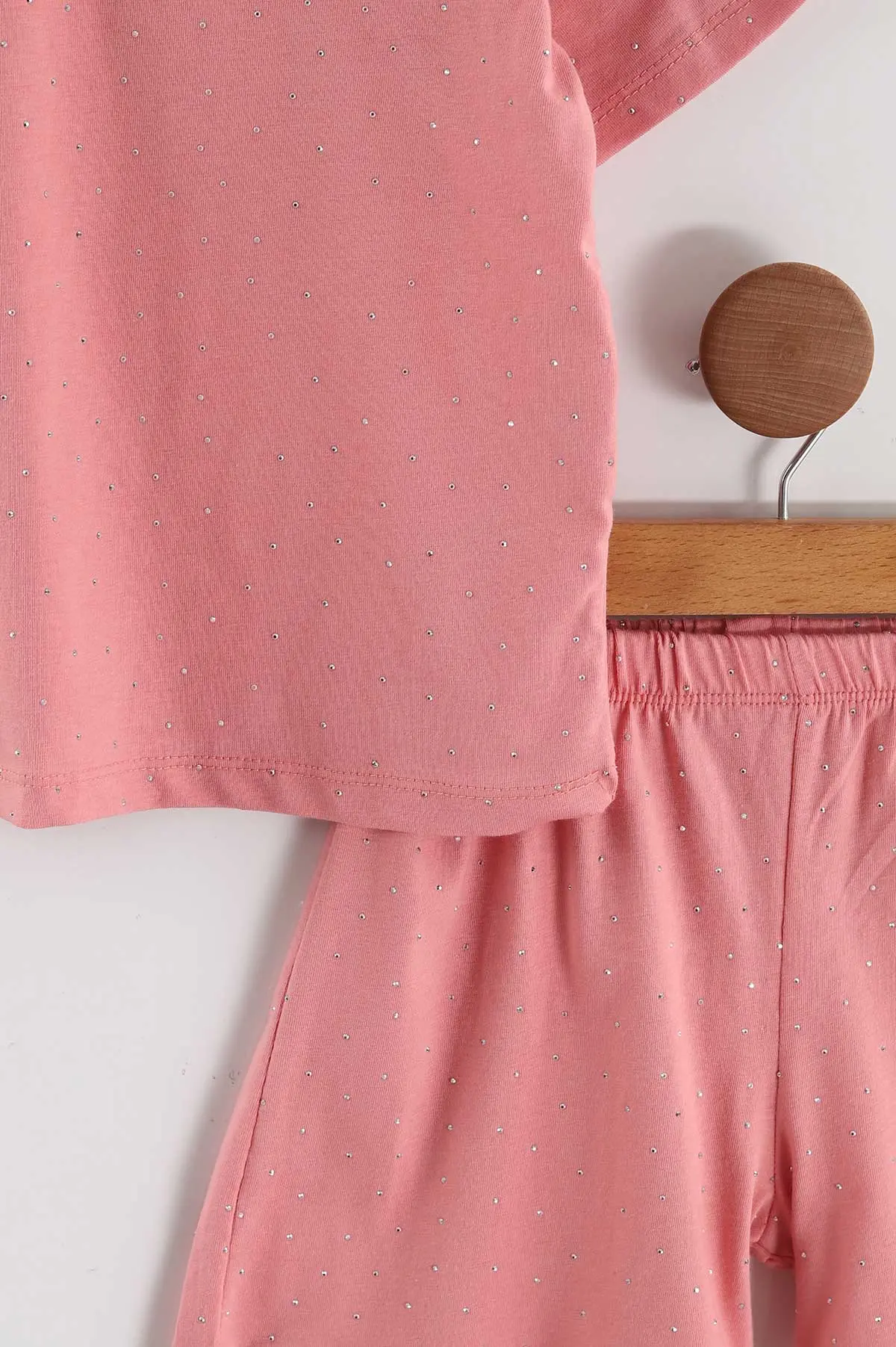 Pembe (2-5 Yaş) Taşlı Şortlu Kız Çocuk Takım 464538