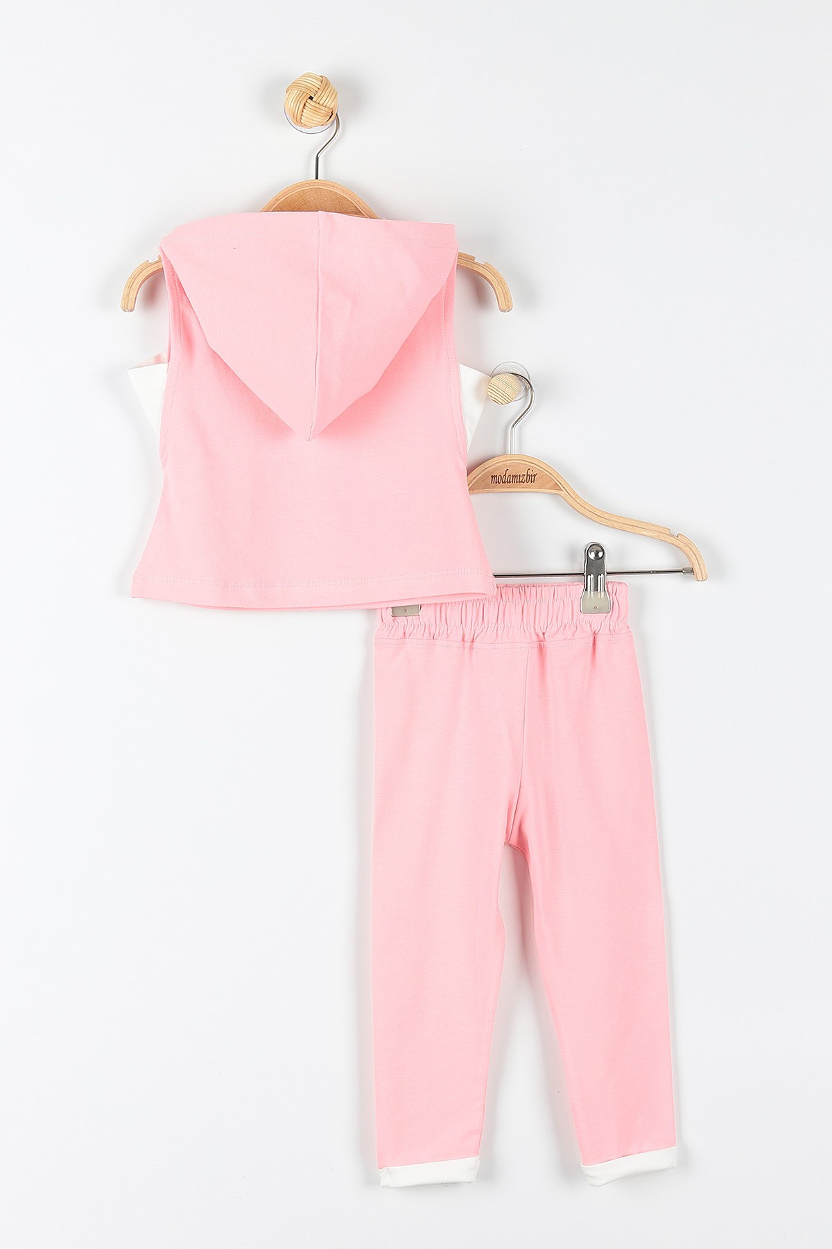 Pembe (2-5 Yaş) Yoga Baskılı Taş Detaylı Kapüşonlu Kız Çocuk Takım 176271
