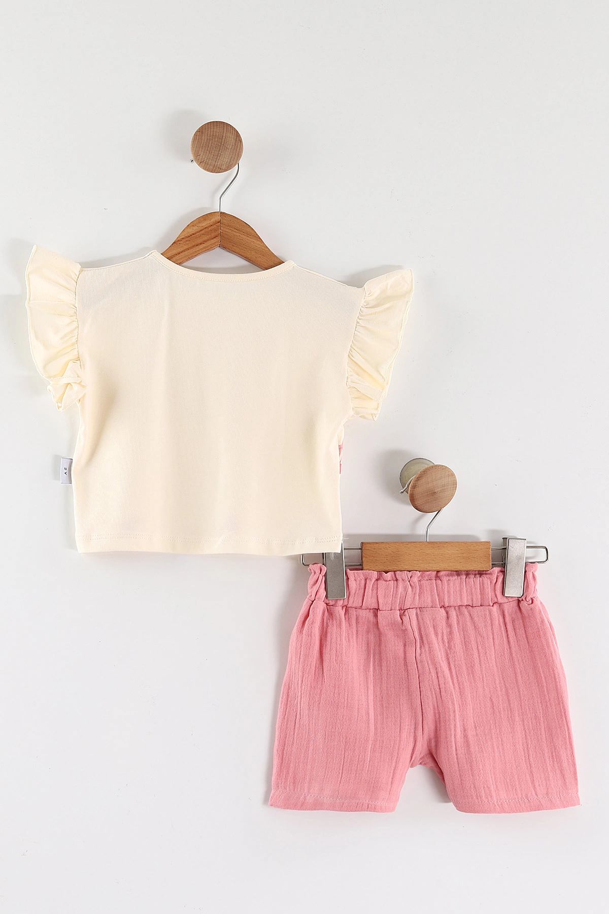 Pembe (2-5 Yaş)Kiraz Baskılı Müslin Şortlu Kız Çocuk Takım 462576
