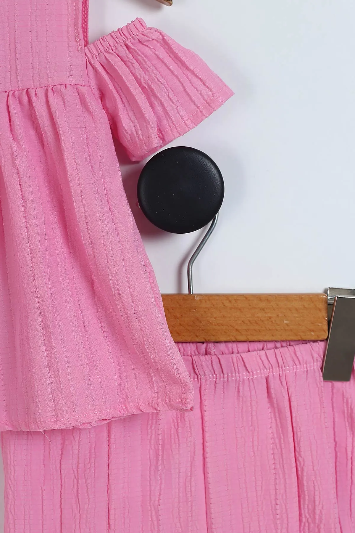 Pembe ( 2-6 Yaş)  Çiçek Aksesuarlı Kurdela Pantolonlu Kız Çocuk Takım 342155