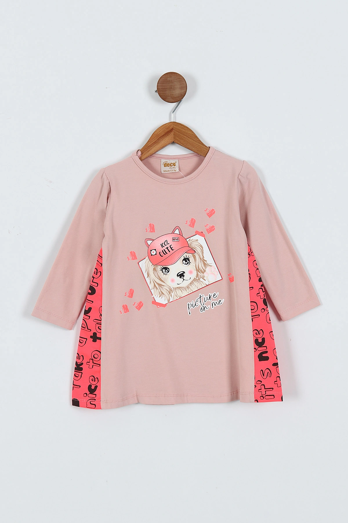 Pembe (2-6 Yaş) Cute Baskılı Süprem Likralı  Kız Çocuk Elbise 419335