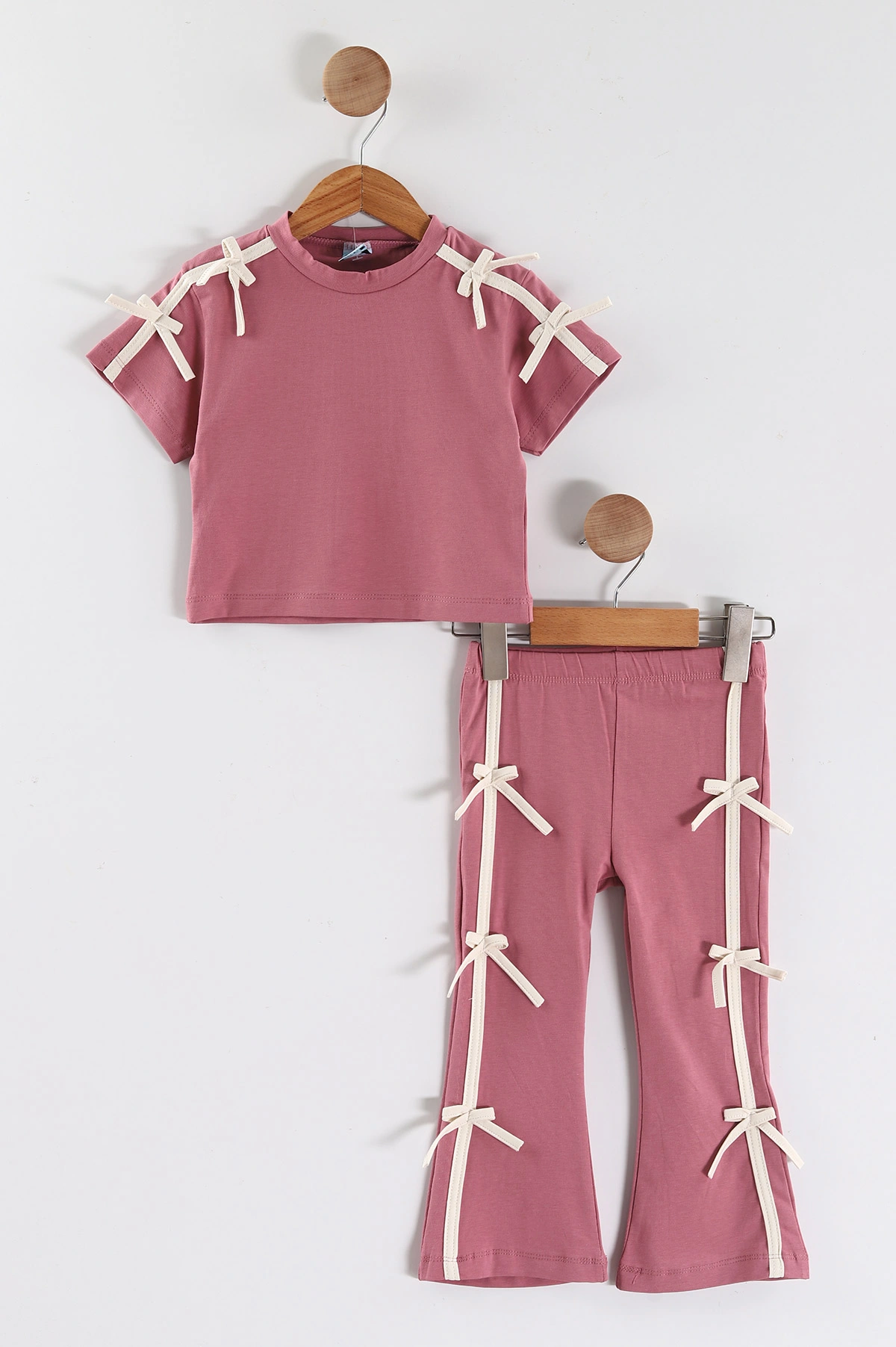 Pembe (2-6 Yaş) Fiyonk Detaylı Taytlı Kız Çocuk Yazlık Takım 449462