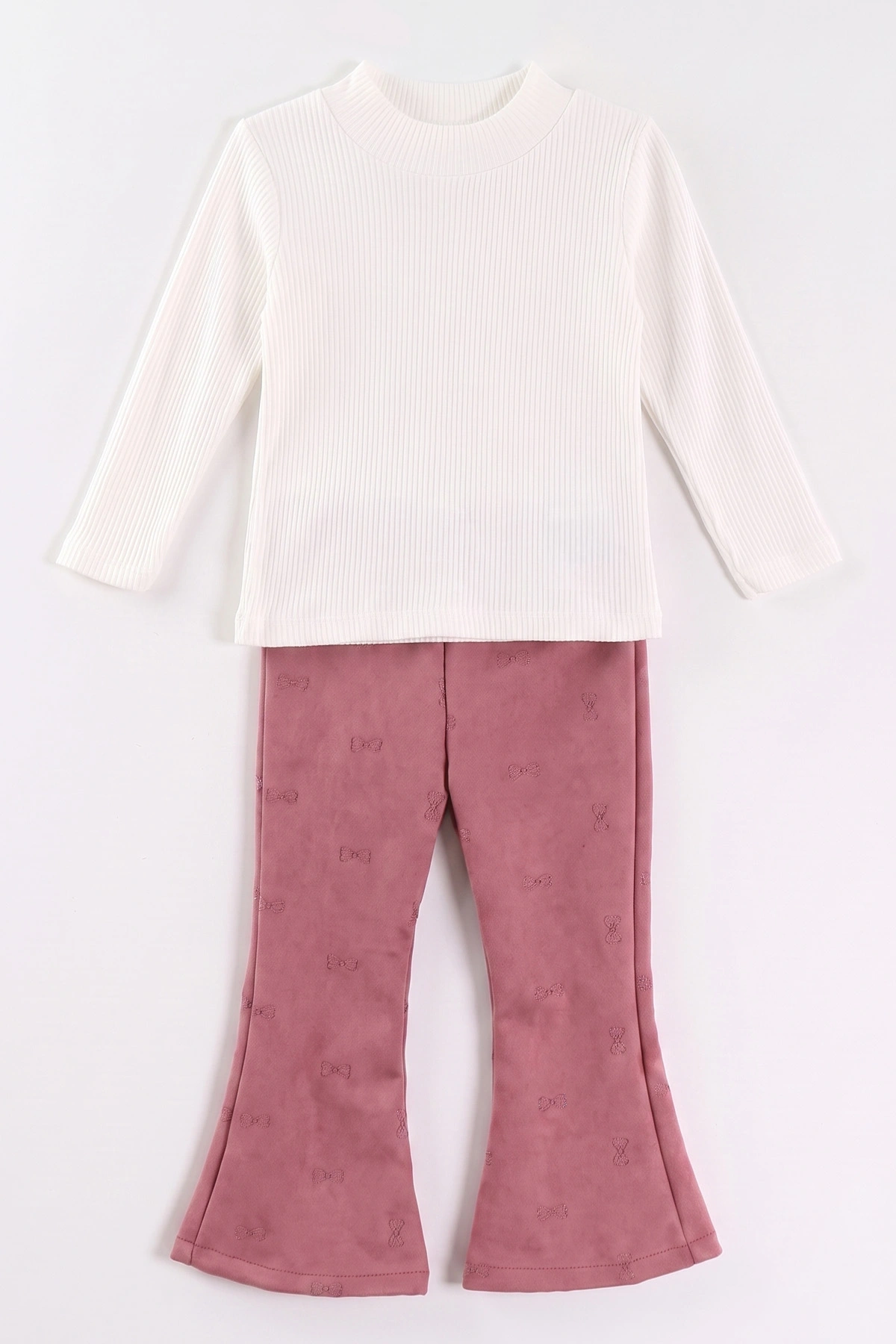 Pembe (2-6 Yaş) Kadife Pantolon ve Peluş Yelekli Kız Çocuk 3'lü Takım 483688
