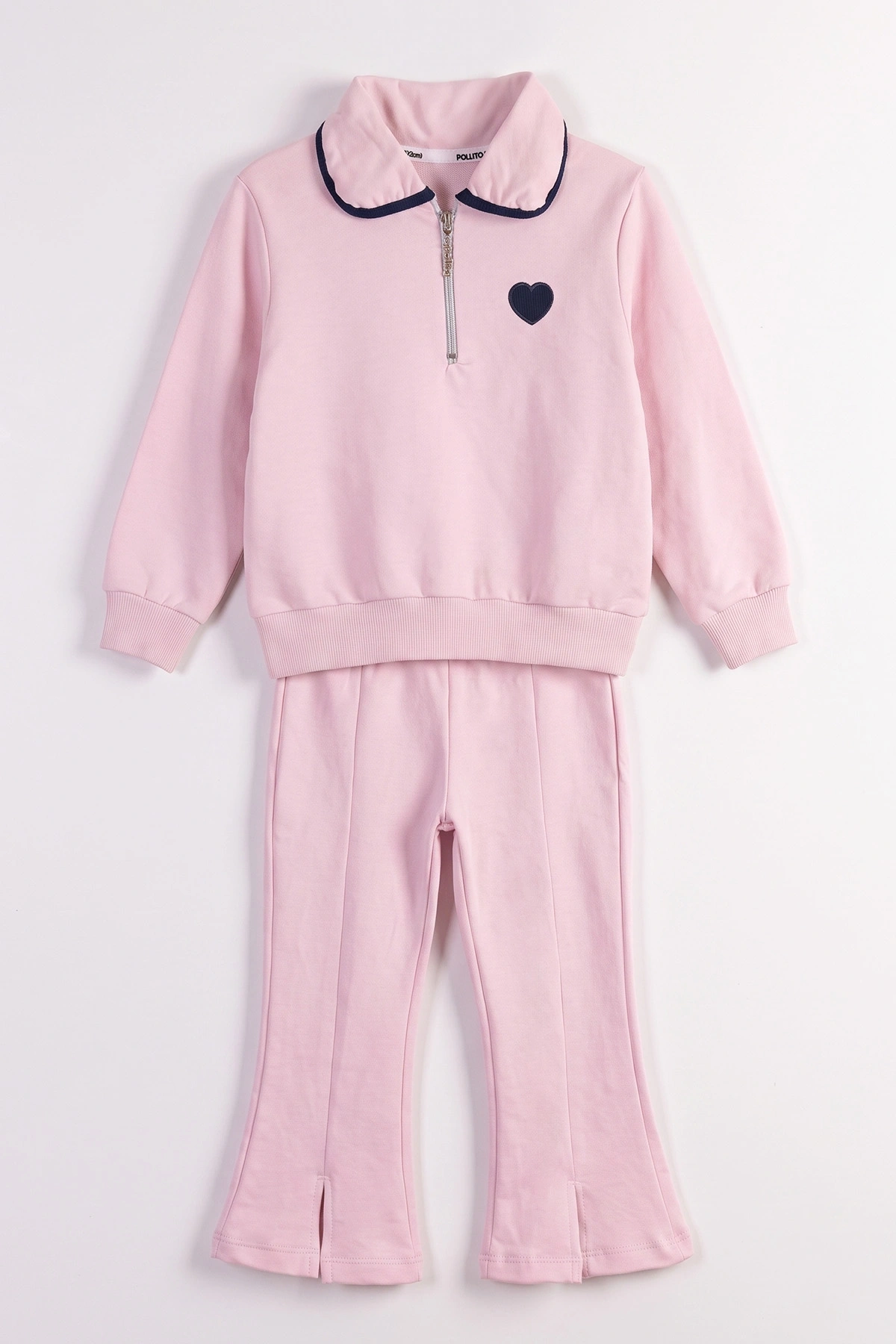 Pembe (2-6 Yaş) Kalp Nakışlı İspanyol Taytlı 2 İp Kız Çocuk Mevsimlik Takım 488376