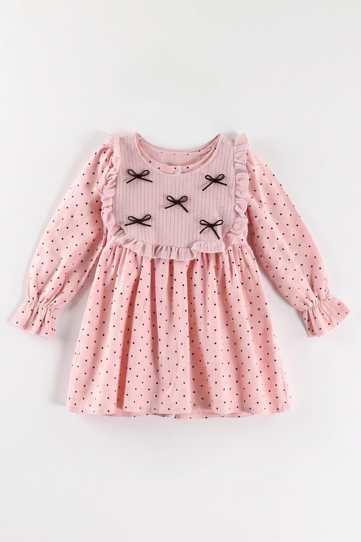 Pembe (2-6 Yaş) Puantiye Desenli Süveterli Kız Çocuk Elbise 483494
