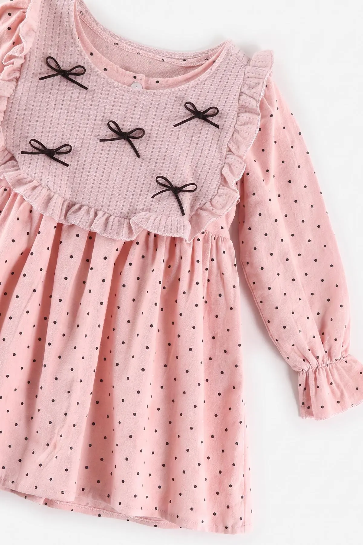 Pembe (2-6 Yaş) Puantiye Desenli Süveterli Kız Çocuk Elbise 483494