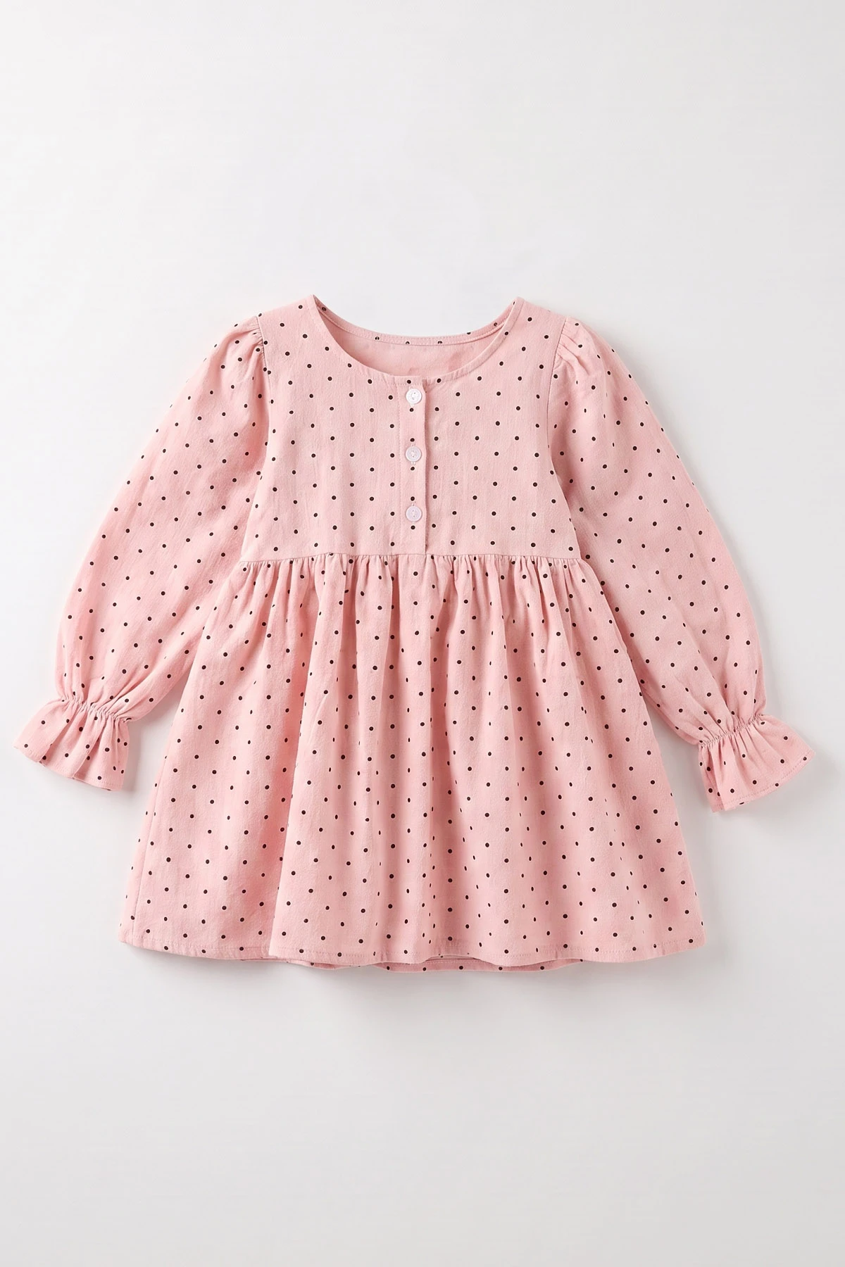 Pembe (2-6 Yaş) Puantiye Desenli Süveterli Kız Çocuk Elbise 483494