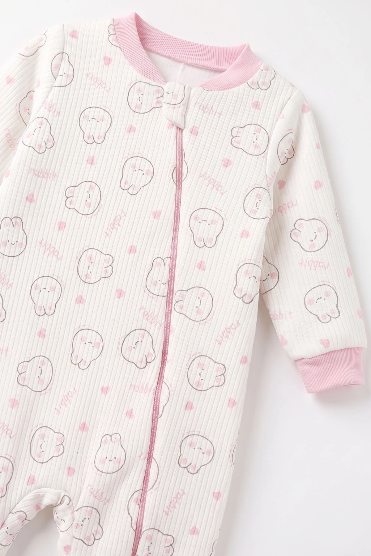 Pembe (2-6 Yaş) Tavşancık Desenli Çapraz Fermuarlı Kız Çocuk Uyku Tulumu 492445