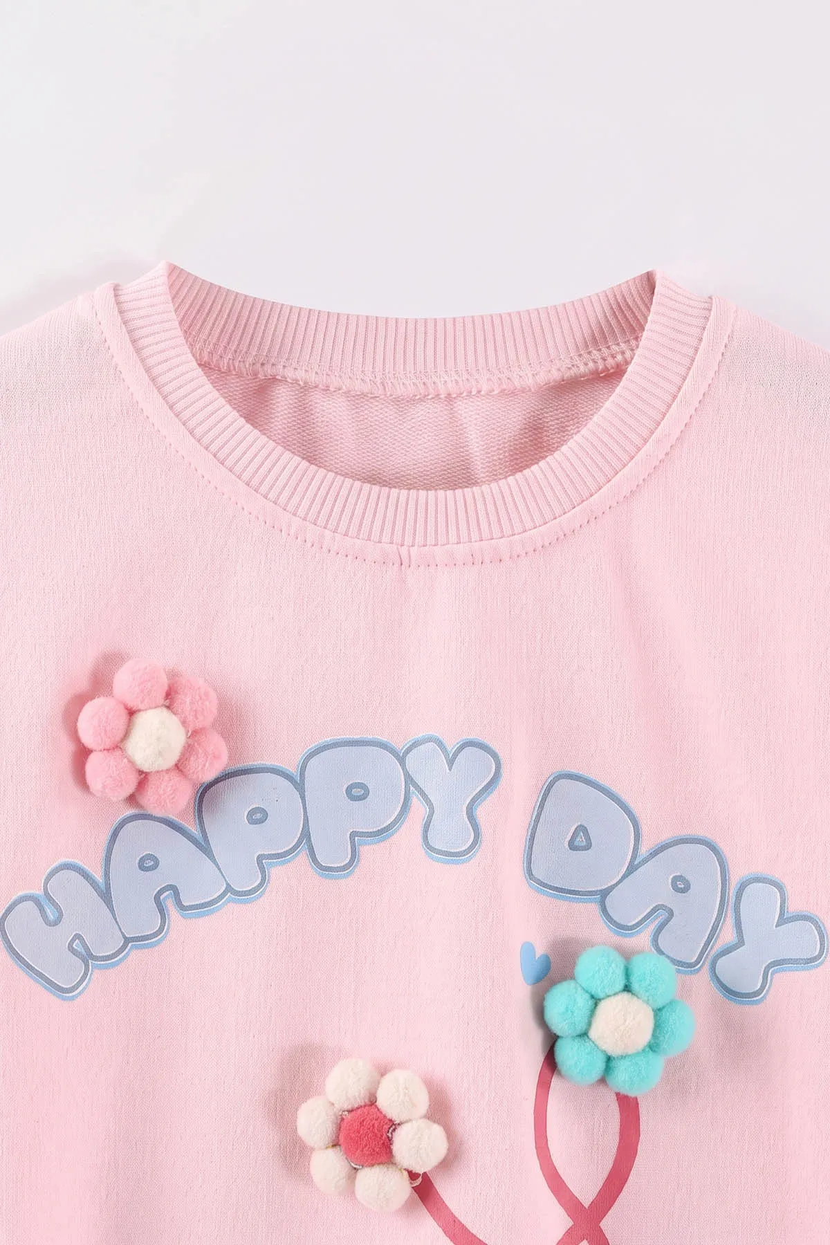 Pembe (2-6 Yaş)Happy Go Baskılı Ponponlu Kız Çocuk 2'li  Takım 472905