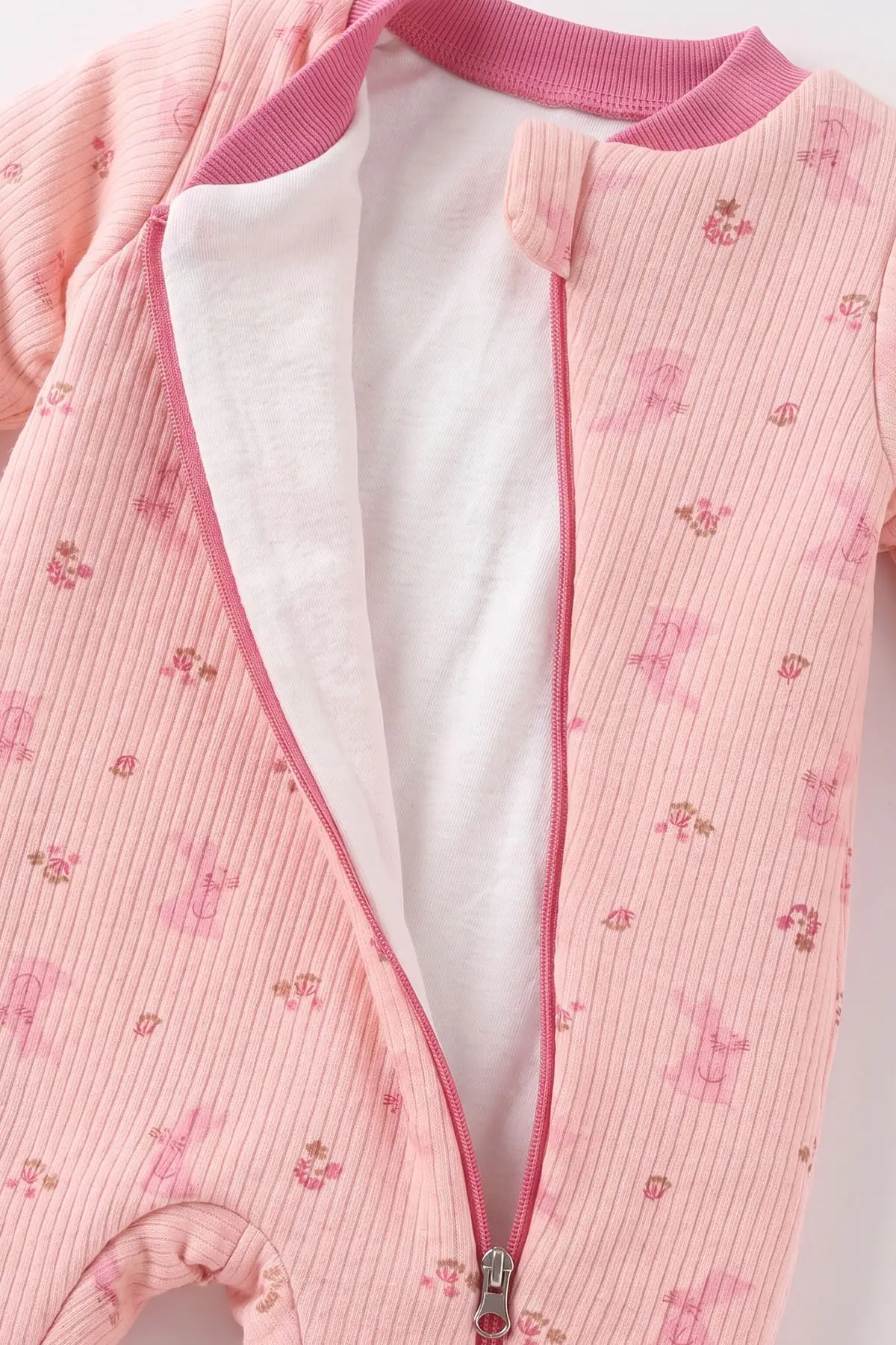 Pembe (2-6 Yaş)Tavşan Desenli Çapraz Fermuarlı Kız Çocuk Uyku Tulumu 490028