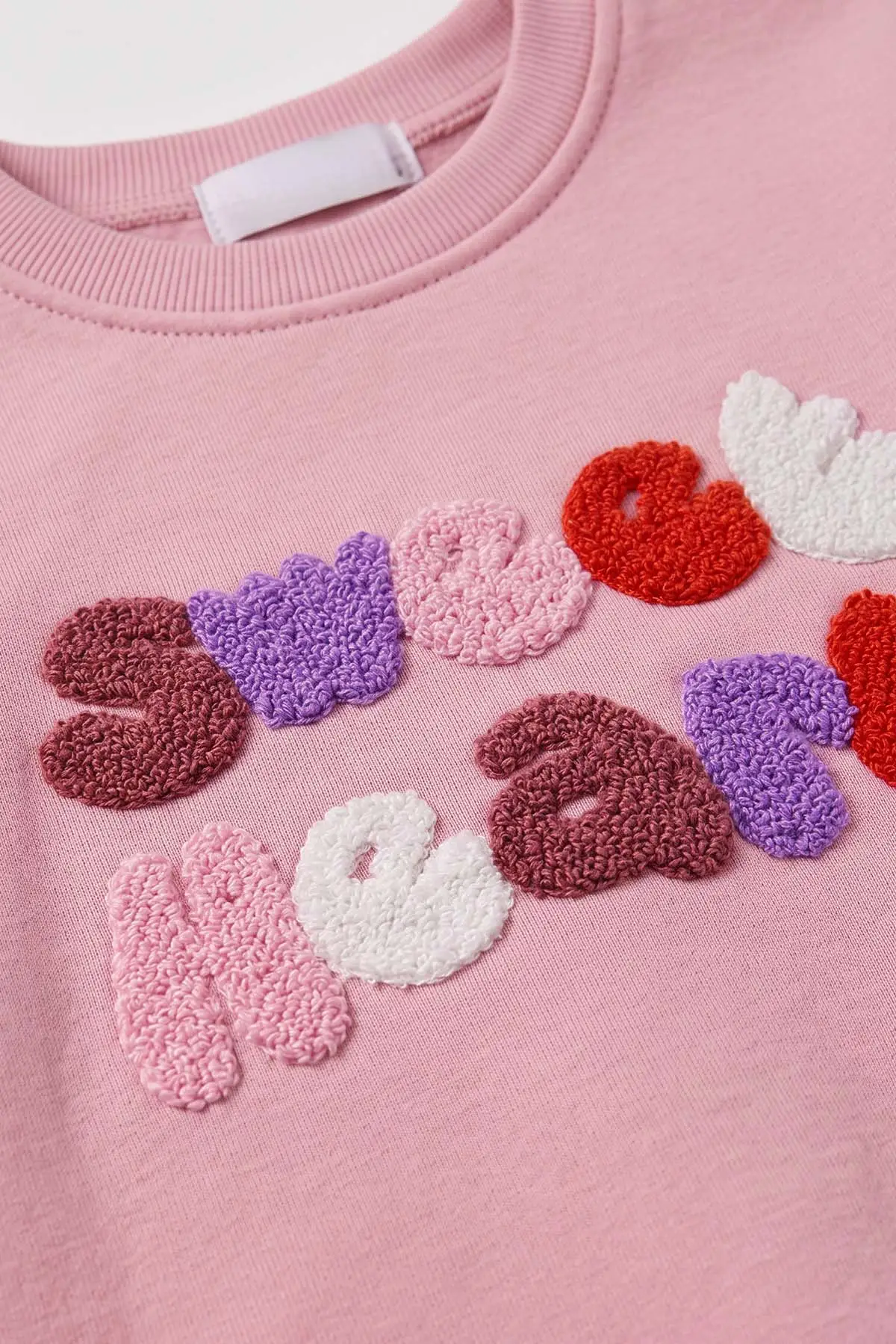 Pembe (2-7 Yaş) Süzene Sweart Heart Nakışlı  3 İp Şardonlu Kız Çocuk Kışlık Takım 475293