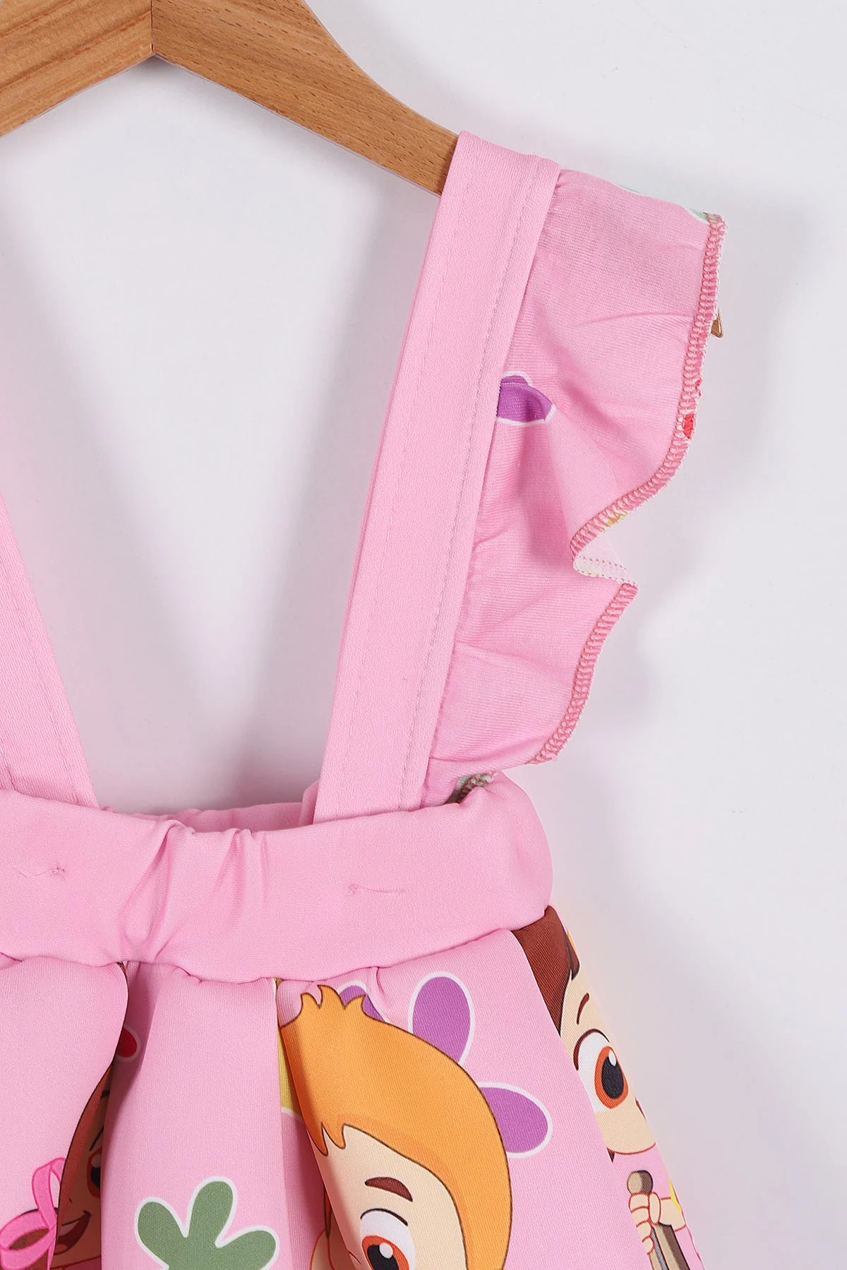 Pembe (2-8 Yaş) Desenli Kız Çocuk Salopet Takım 268164