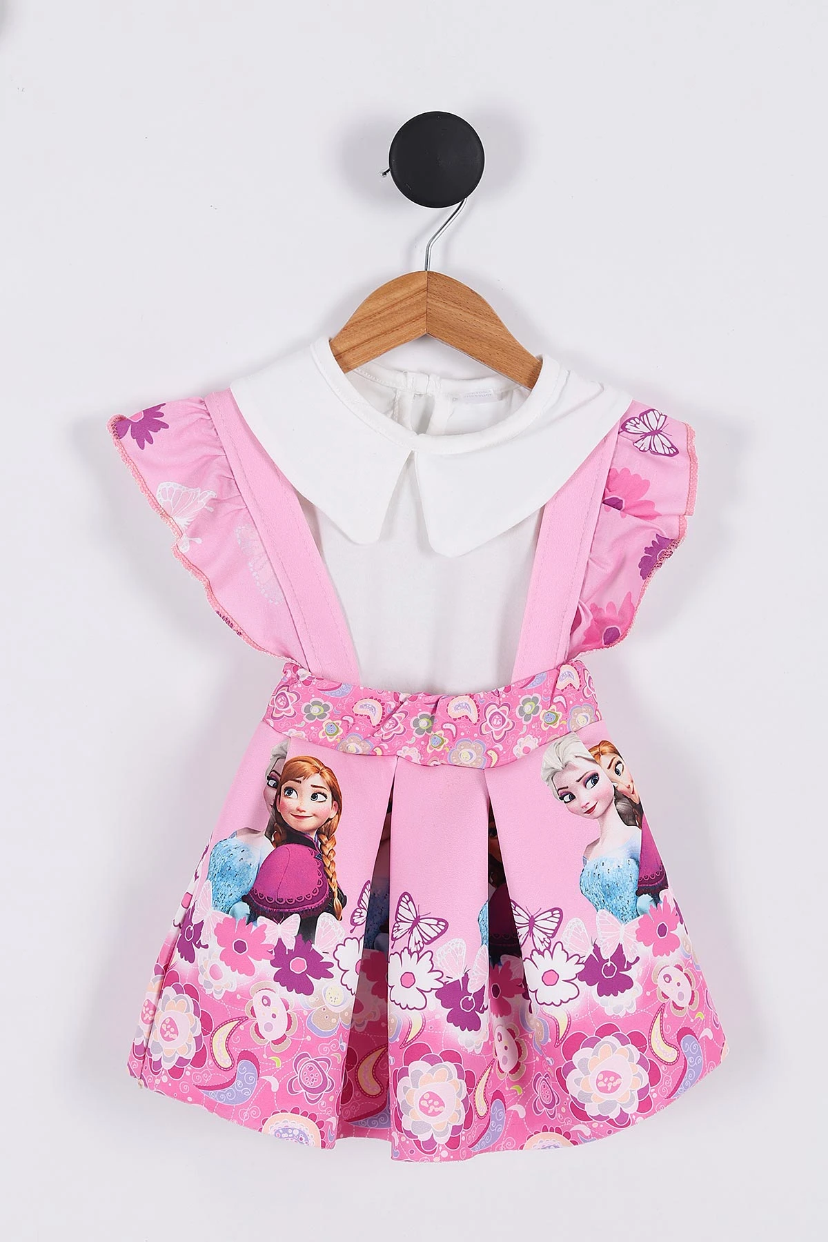Pembe (2-8 Yaş) Desenli Kız Çocuk Salopet Takım 268167