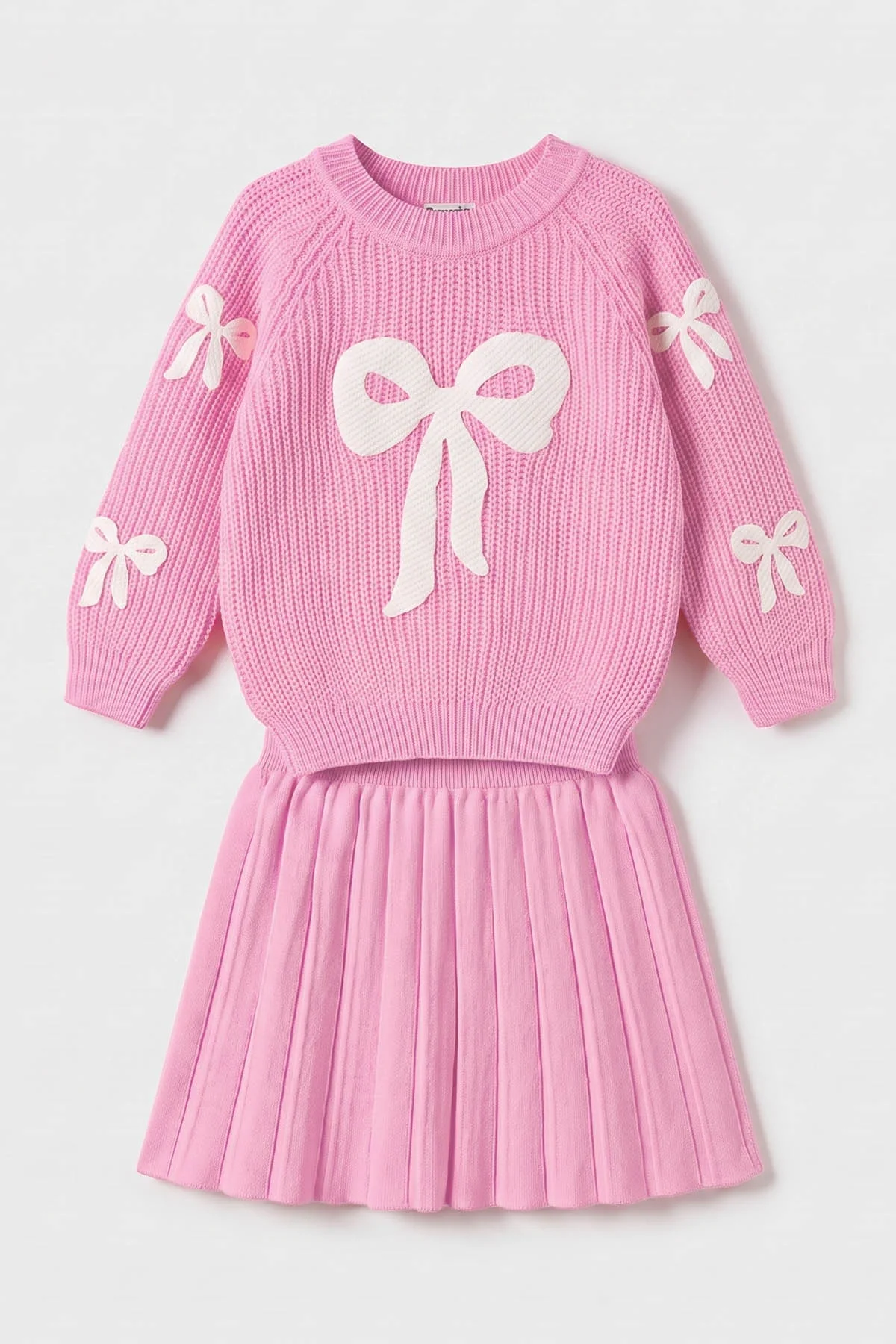 Pembe (2-8 Yaş) Fiyonk Nakışlı Etekli Kız Çocuk Takım 474514