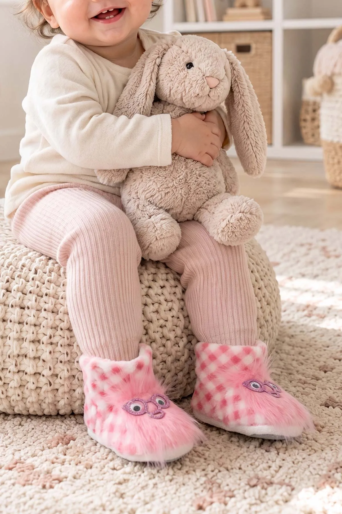 Pembe ( 21 - 24 ) Cırt Bantlı Figürlü Kız Bebek Panduf 495119