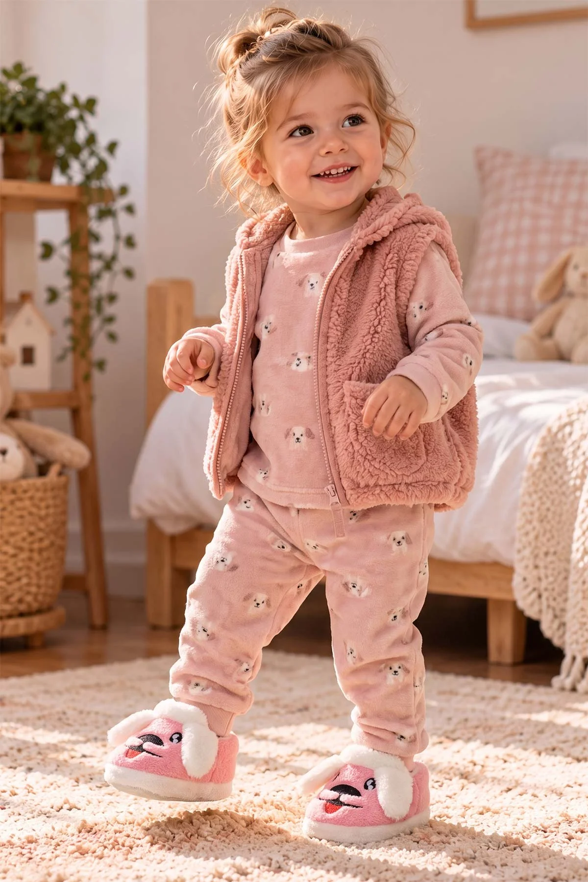 Pembe ( 21 - 24 ) Peluş Figürlü Kız Bebek Panduf 494636