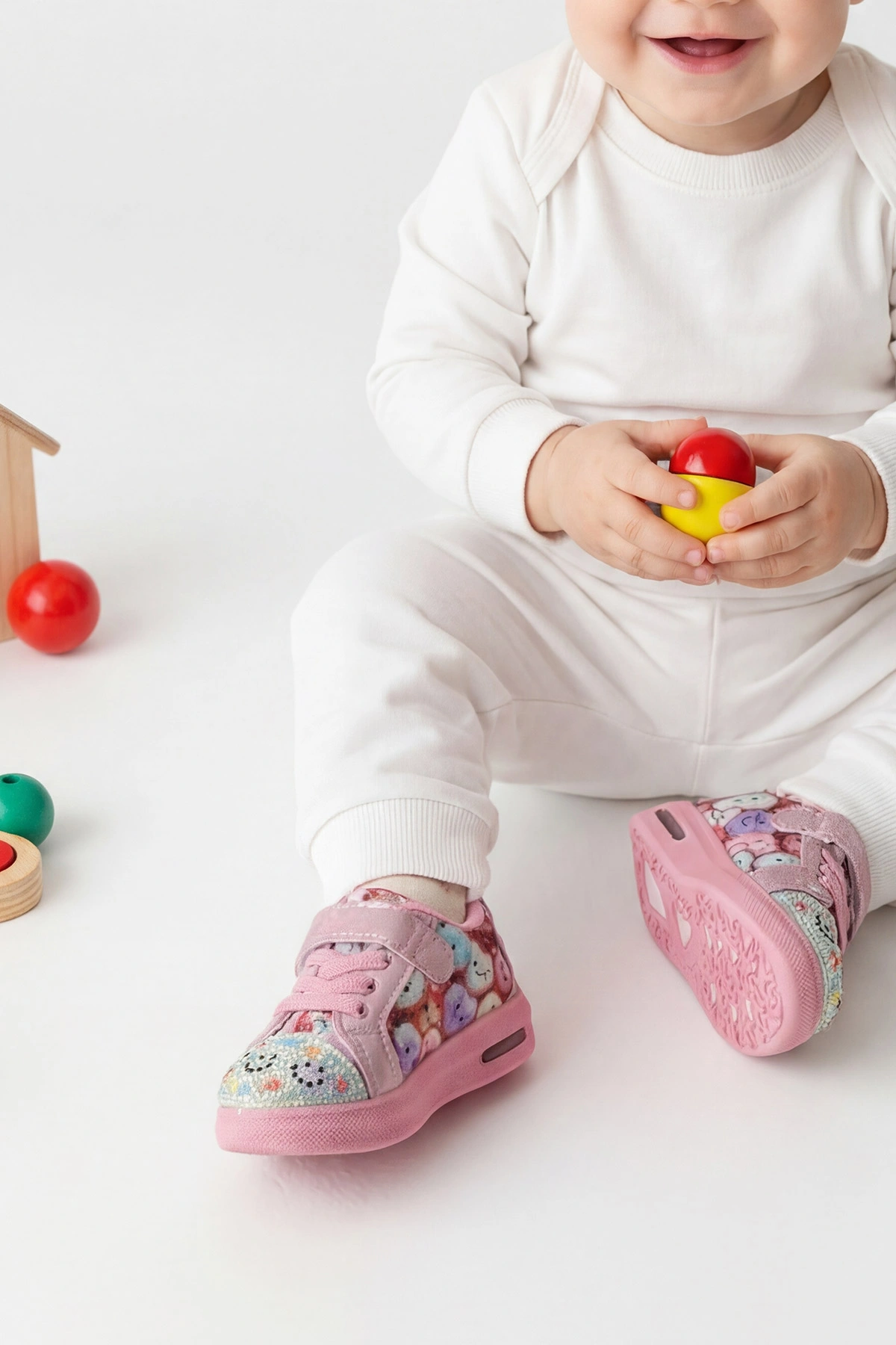 Pembe ( 22 - 25 ) Işıklı Taş Tasarımlı Kız Bebek Spor Ayakkabı 439853