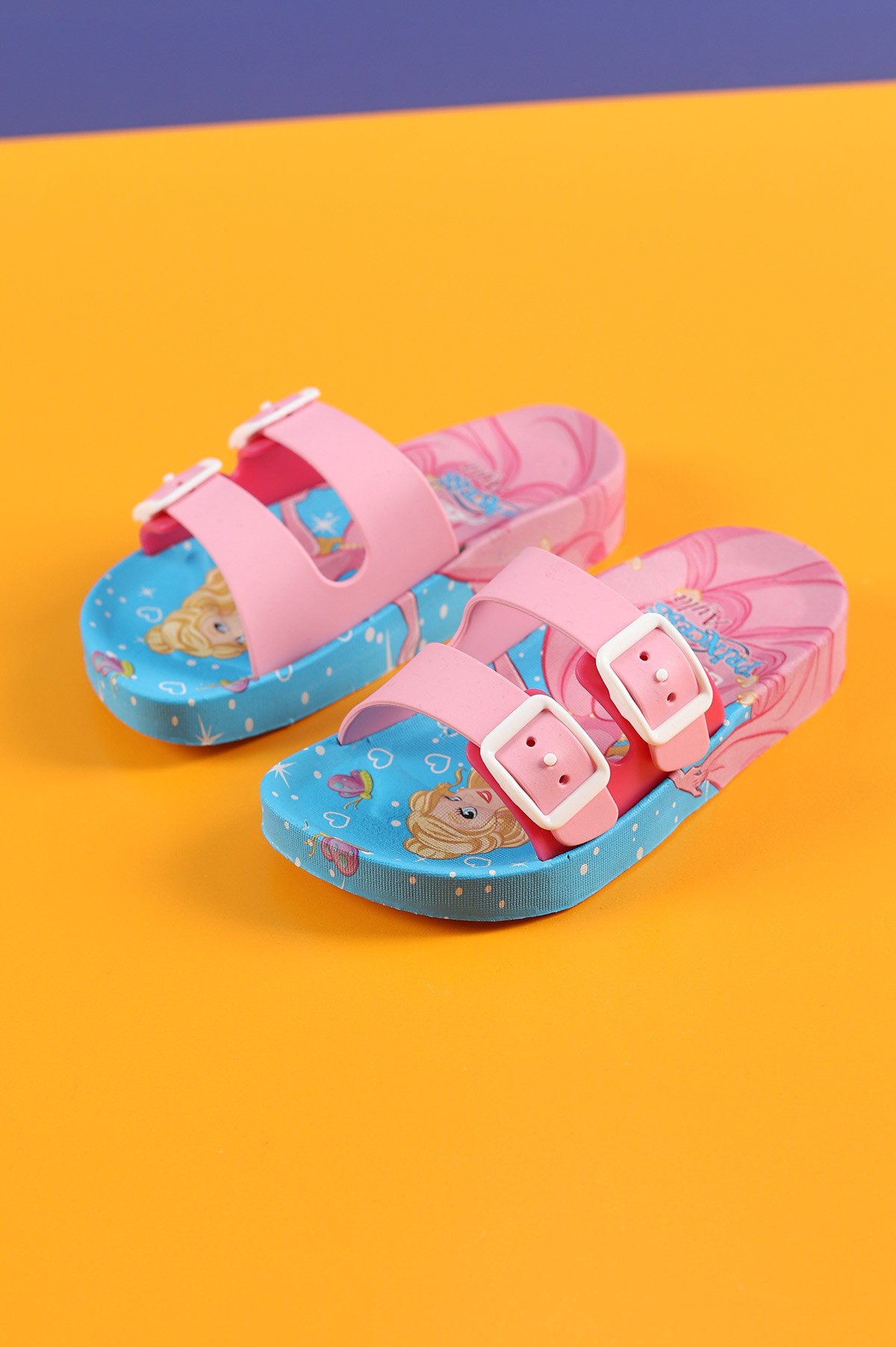 Pembe (25-29 Patik) Prencess Baskılı Kaydırmaz Kız Çocuk Terlik 195541