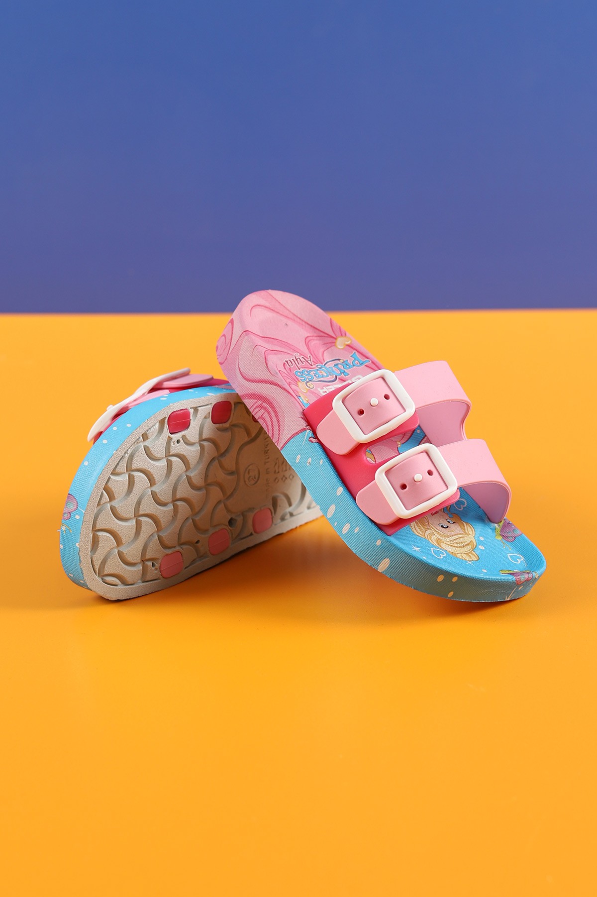 Pembe (25-29 Patik) Prencess Baskılı Kaydırmaz Kız Çocuk Terlik 195541