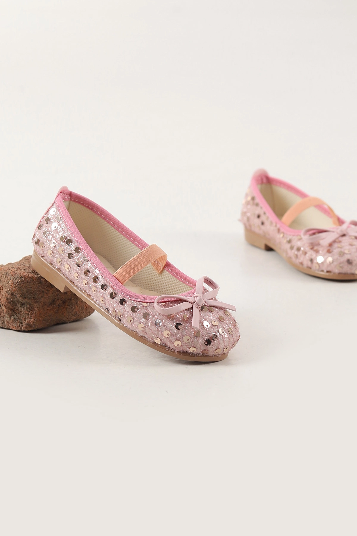 Pembe ( 25 - 30 ) Fiyonklu Pul Detaylı Kız Çocuk Babet 455359
