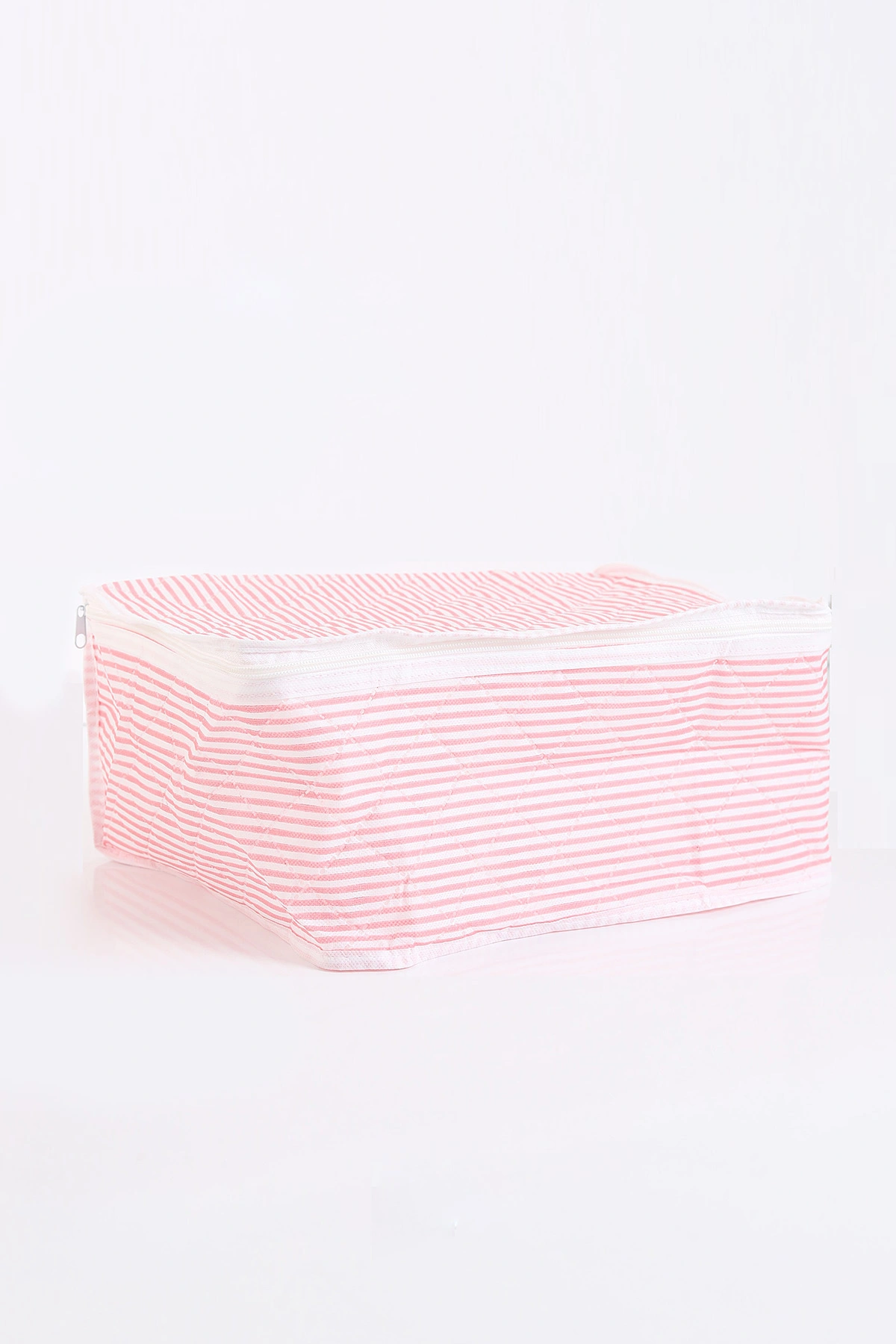 Pembe 25x38x18 Çizgili Fermuarlı Çorap Hurç 279653