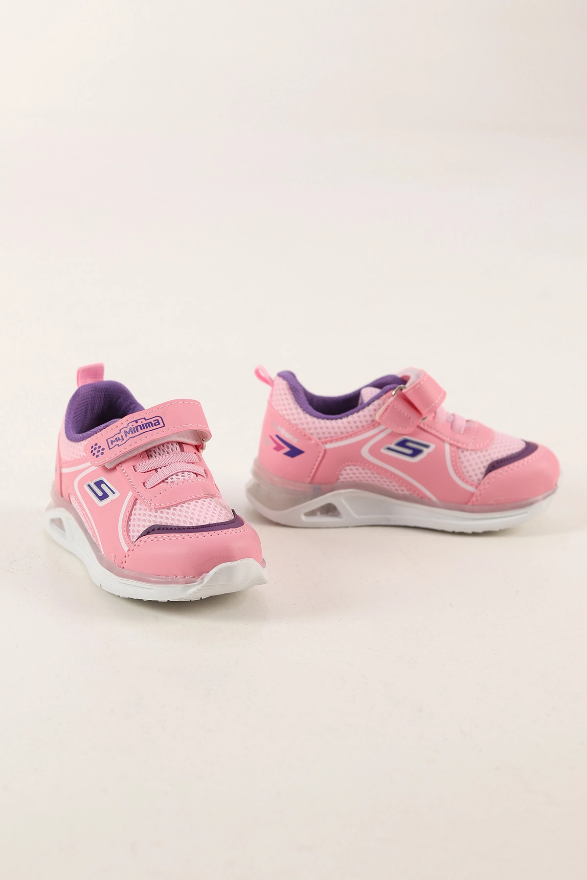 Pembe ( 26 - 29 ) Işıklı Bağcıklı Cırt Bantlı Kız Çocuk Spor Ayakkabı 439946