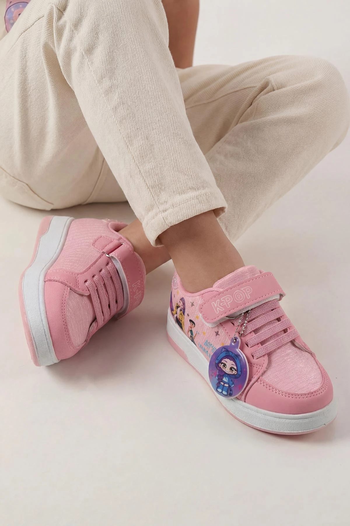 Pembe ( 26 - 30 ) Cırt Bantlı Bağcıklı Kız Çocuk Spor Ayakkabı 439877
