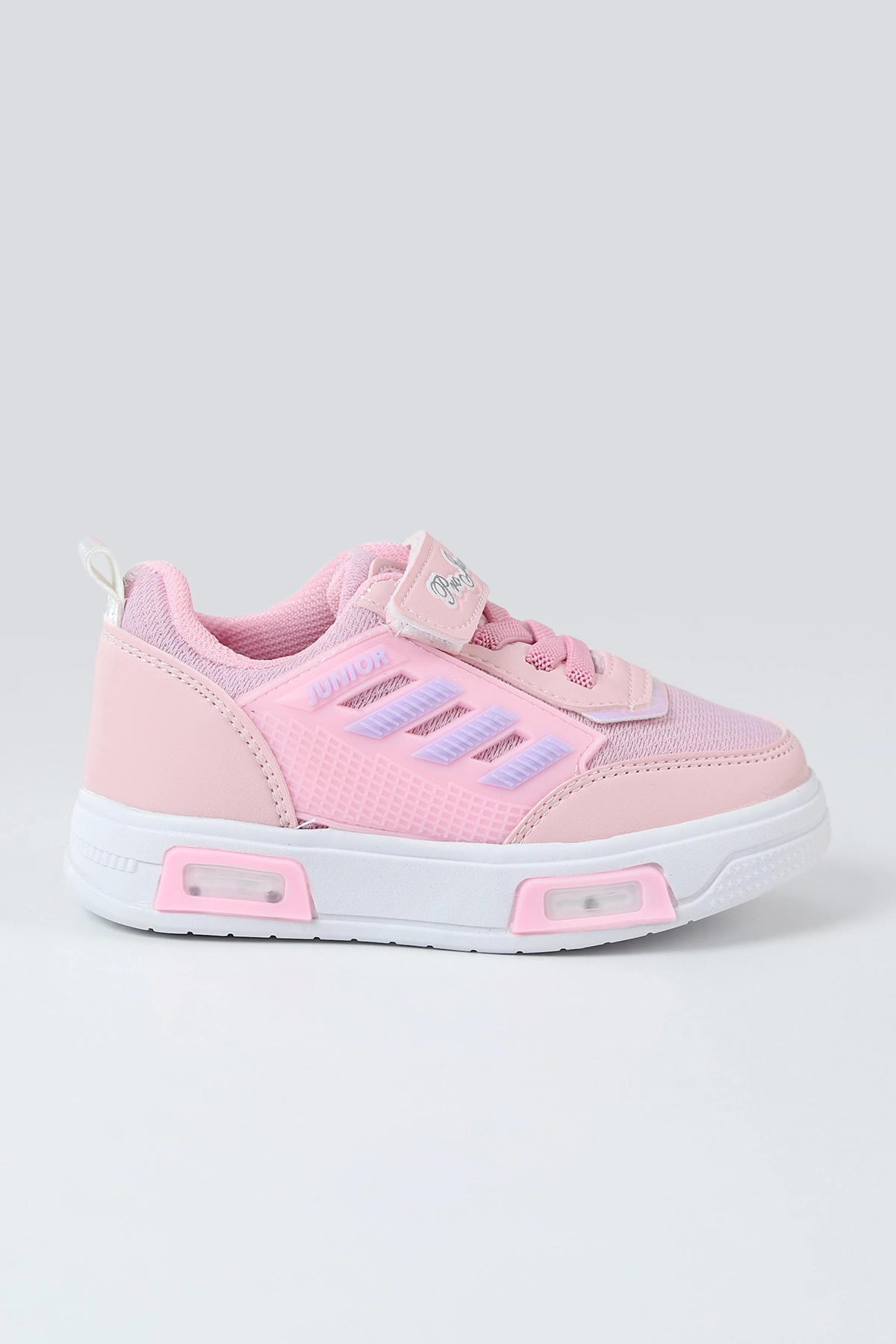 Pembe ( 26 - 30 ) Işıklı Bağcıklı Cırt Bantlı Kız Çocuk Spor Ayakkabı 488164