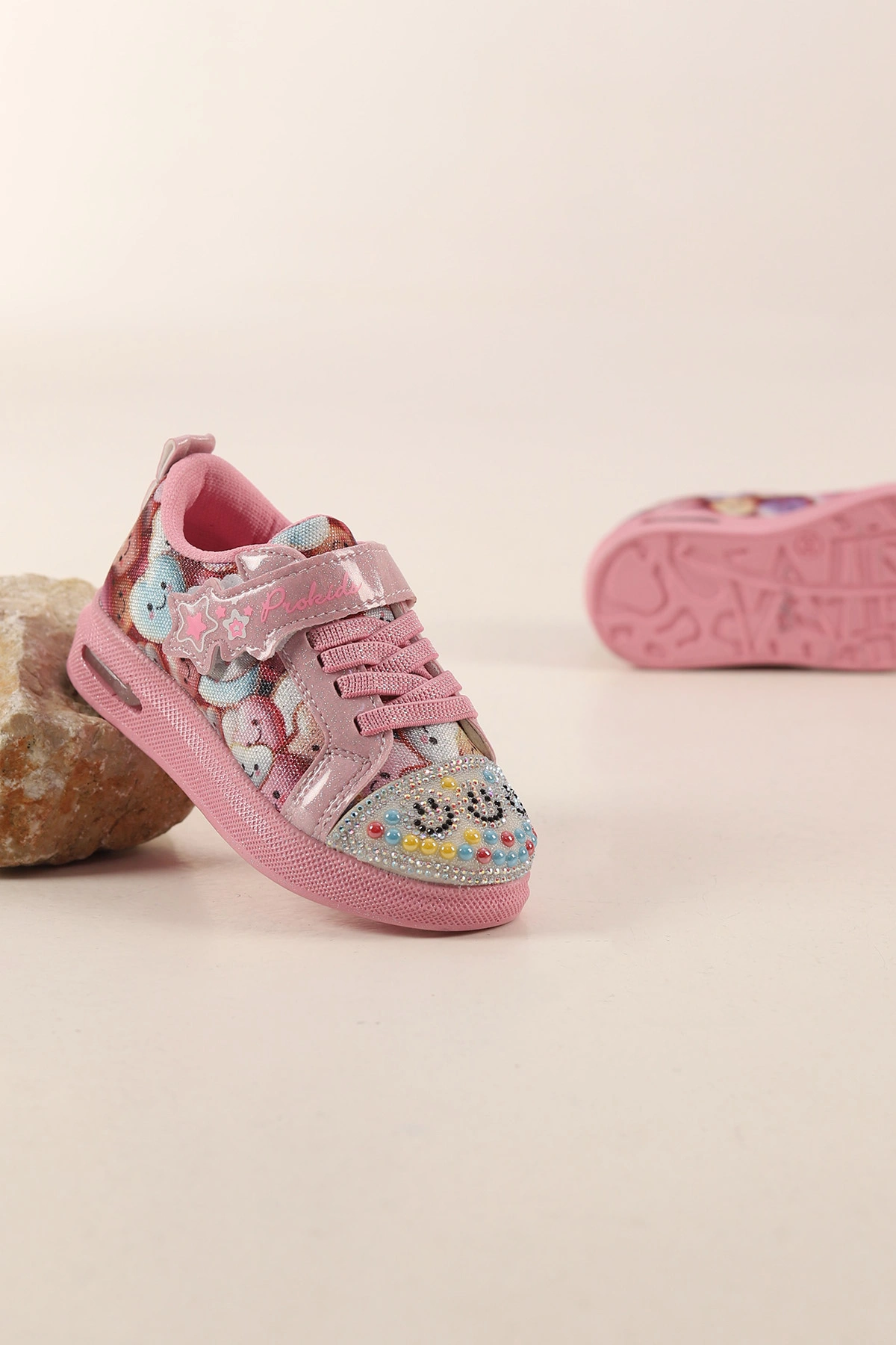 Pembe ( 26 - 30 ) Işıklı Taş Tasarımlı Kız Çocuk Spor Ayakkabı 439844