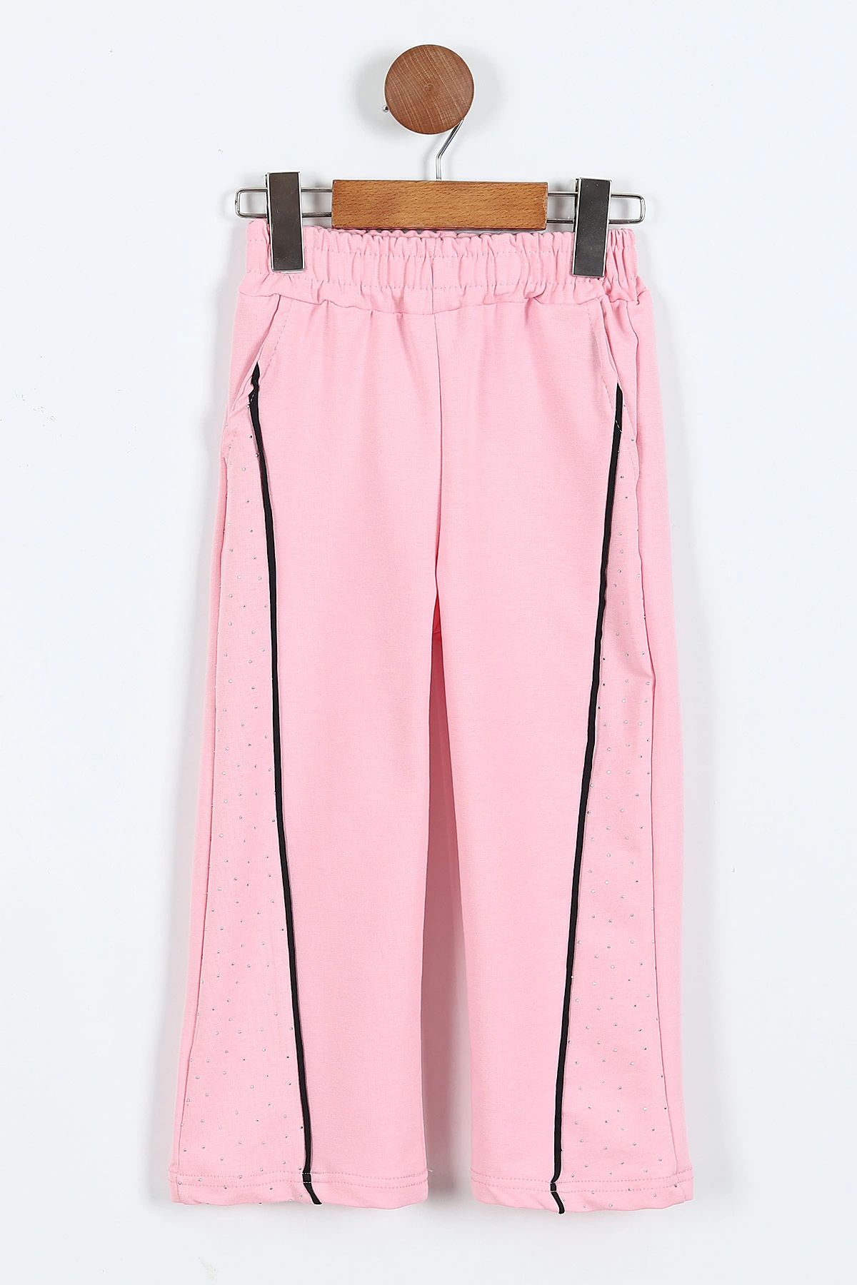 Pembe (3-10 Yaş)  Taş Baskılı  Alt Biye Detaylı 2 İp Kız Çocuk 2'li Takım 415804