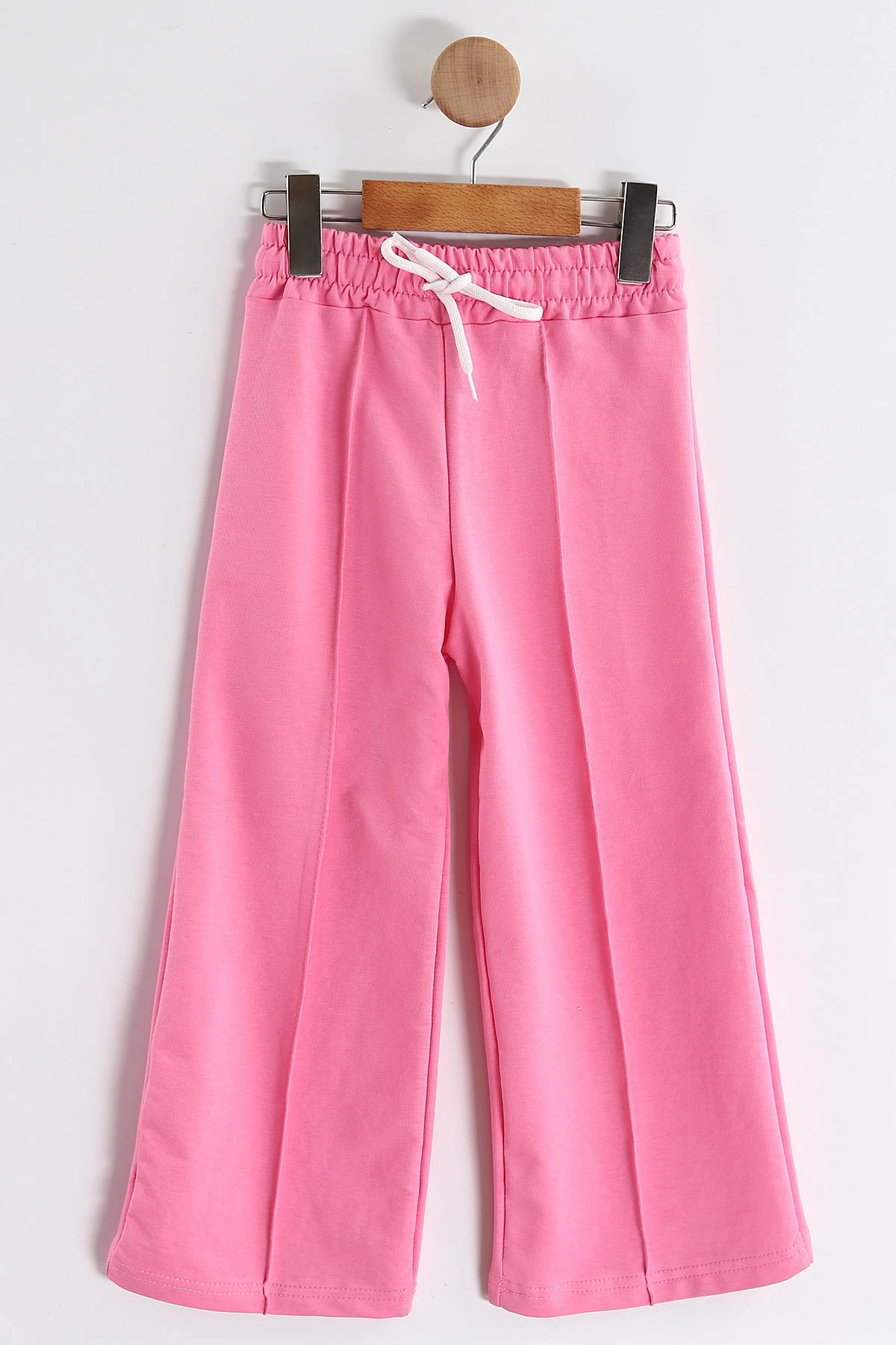Pembe (3-10 Yaş)Fiyonk Aksesuarlı   Çimalı Bol Paça İki İp Kız Çocuk Takım 439762