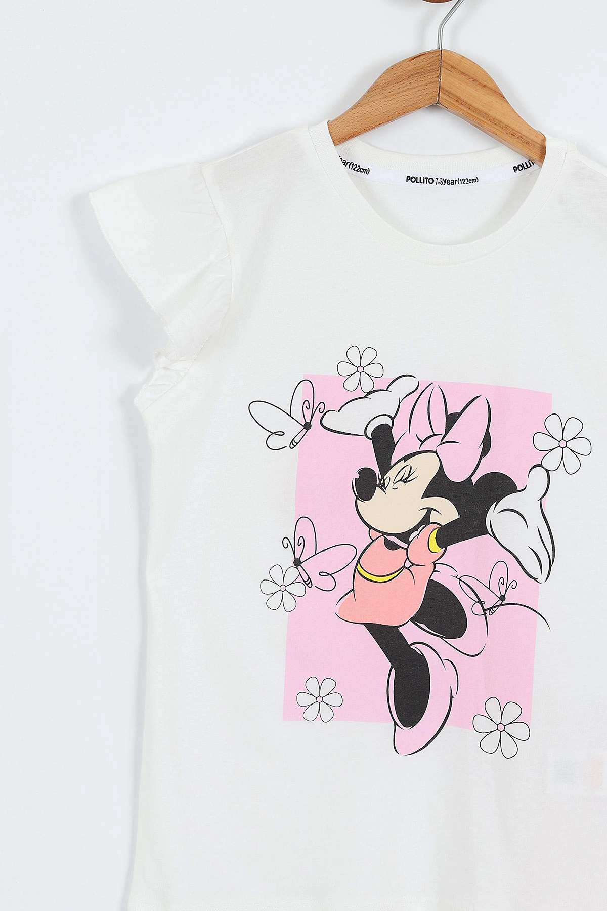 Pembe (3-10 Yaş)Karakter Baskılı Kol Fırfırlı Müslin Keten Şortlu Kız Çocuk Takım 357312