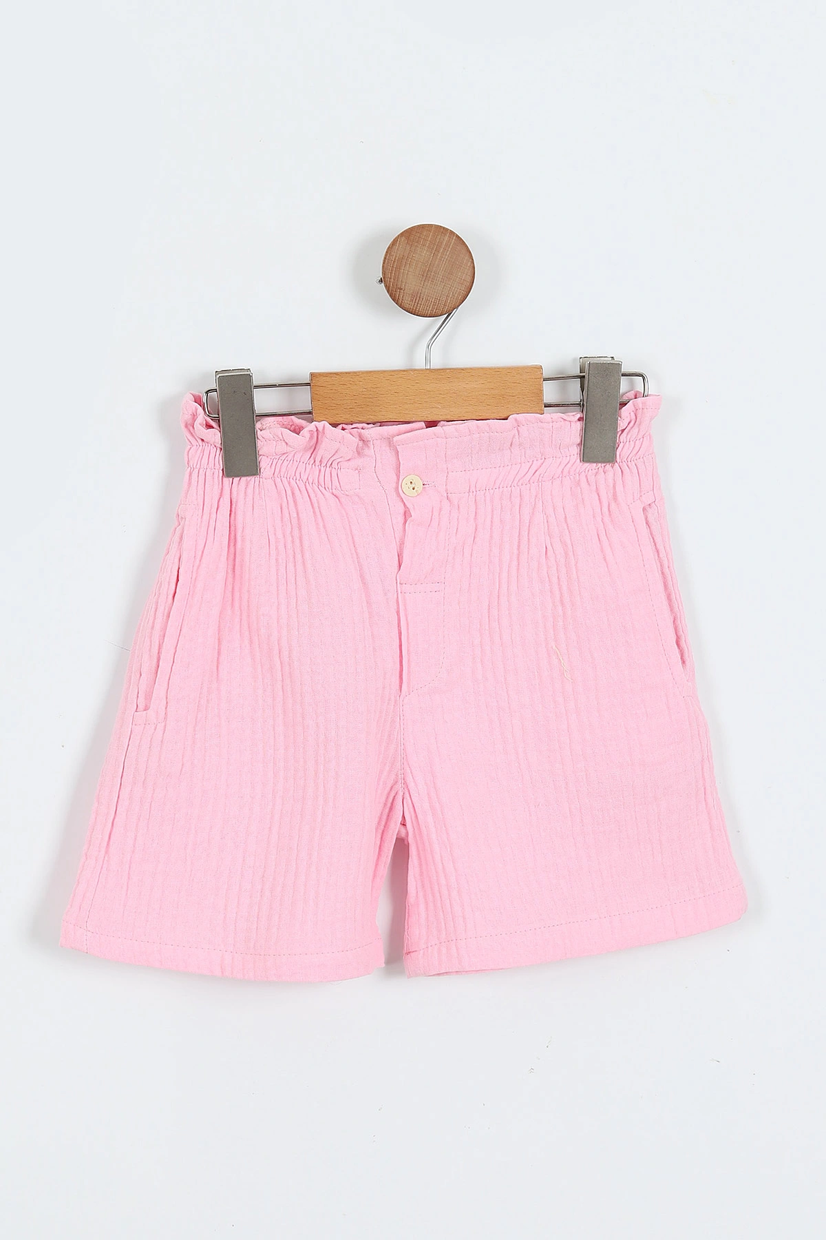 Pembe (3-10 Yaş)Karakter Baskılı Kol Fırfırlı Müslin Keten Şortlu Kız Çocuk Takım 357312