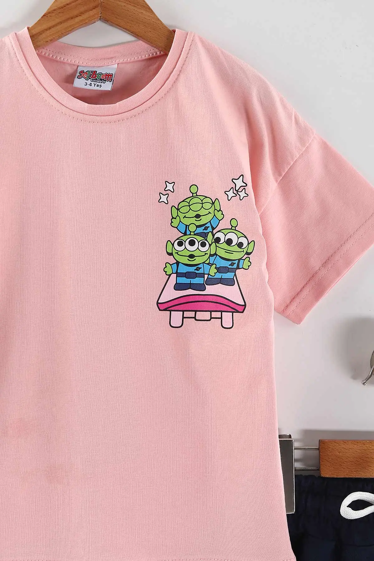 Pembe (3-10 Yaş)Ön Arka Baskılı Şortlu Kız Çocuk Takım 452609