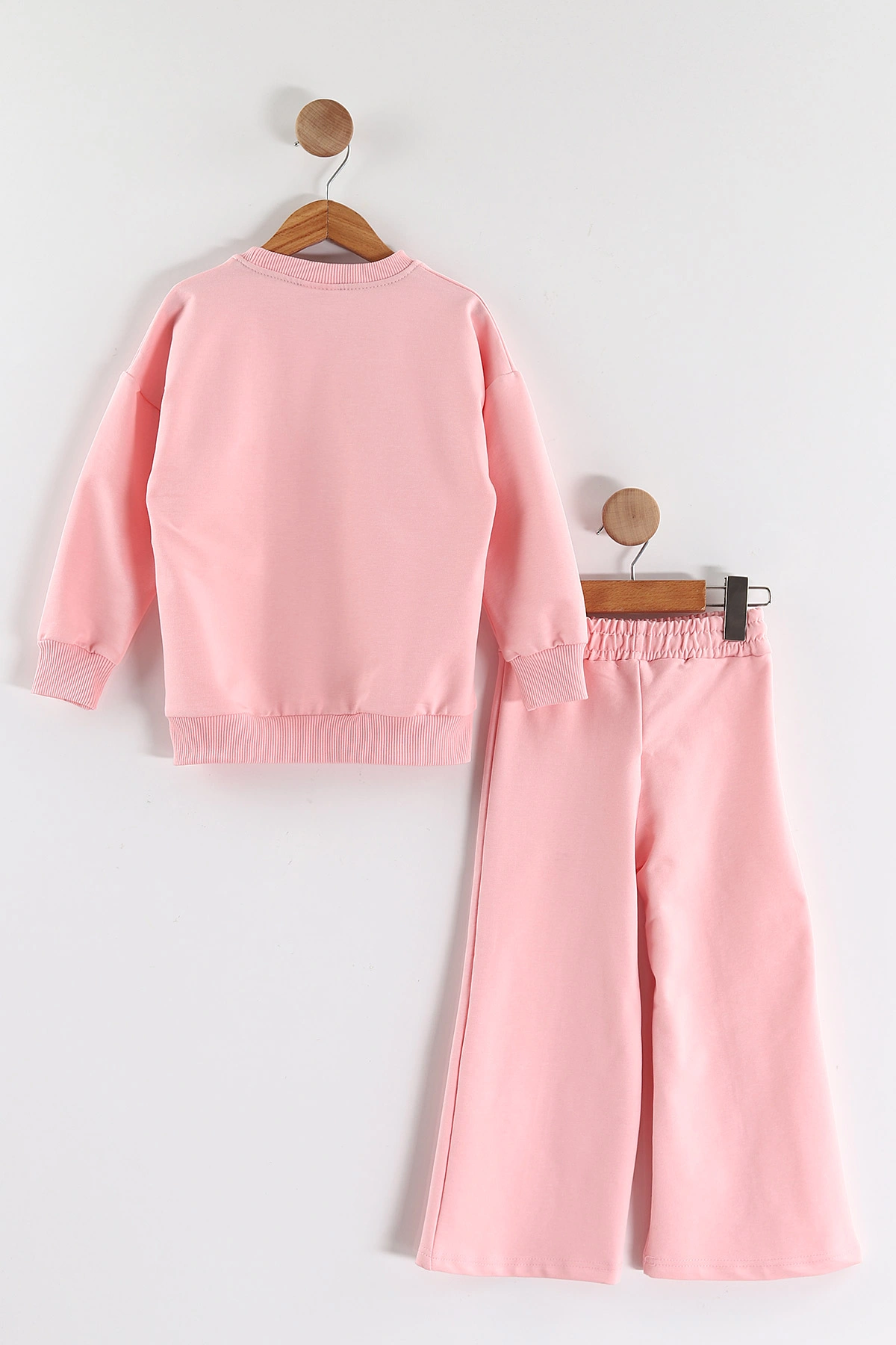 Pembe (3-10 Yaş)Pullu Çiçek Aplikeli Çimalı İki İp Kız Çocuk Takım 433673