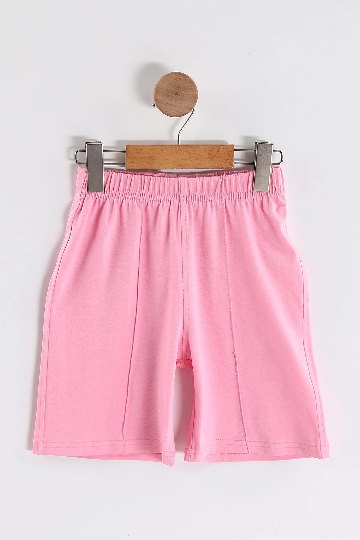 Pembe (3-10 Yaş)Yarım Fermuar Yakalı Cep Detaylı Çimalı Şortlu Kız Çocuk Takım 447125