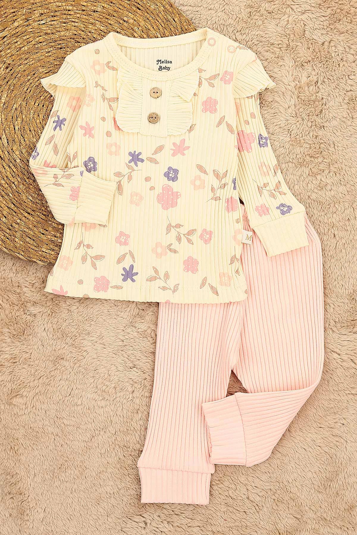 Pembe (3-12 Ay) Çiçek Baskılı Kız Çocuk Takım 152338