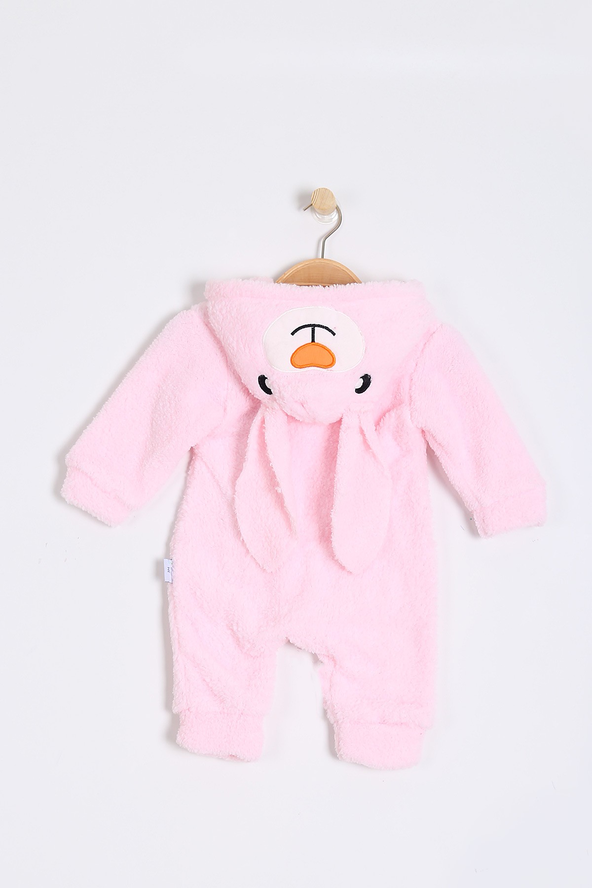 Pembe (3-12 Ay) Havuç Tavşan Nakışlı Kapüşonlu Welsoft Kız Bebe Tulum 200727