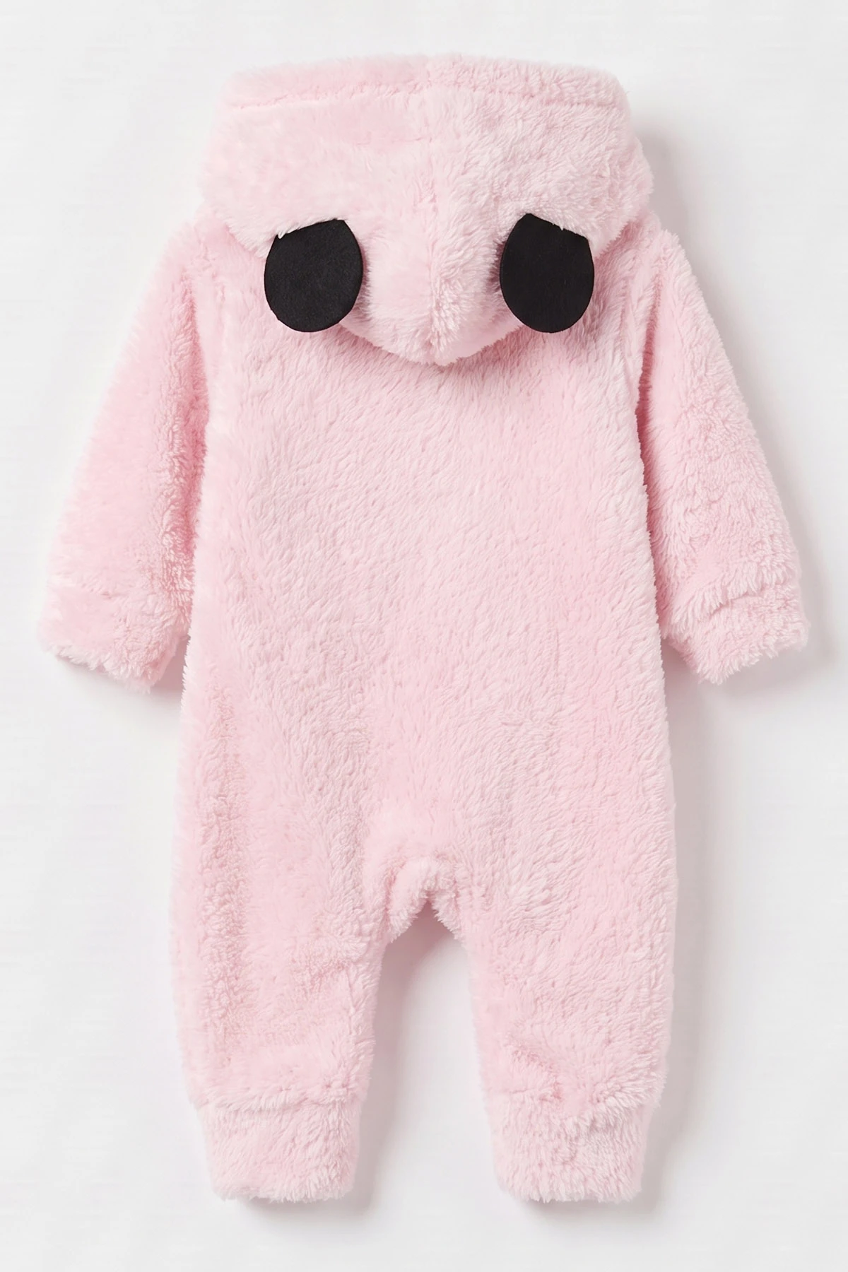 Pembe (3-12 Ay) Karakter Nakışlı  Kapüşonlu Peluş Kız Bebek Tulum 495675