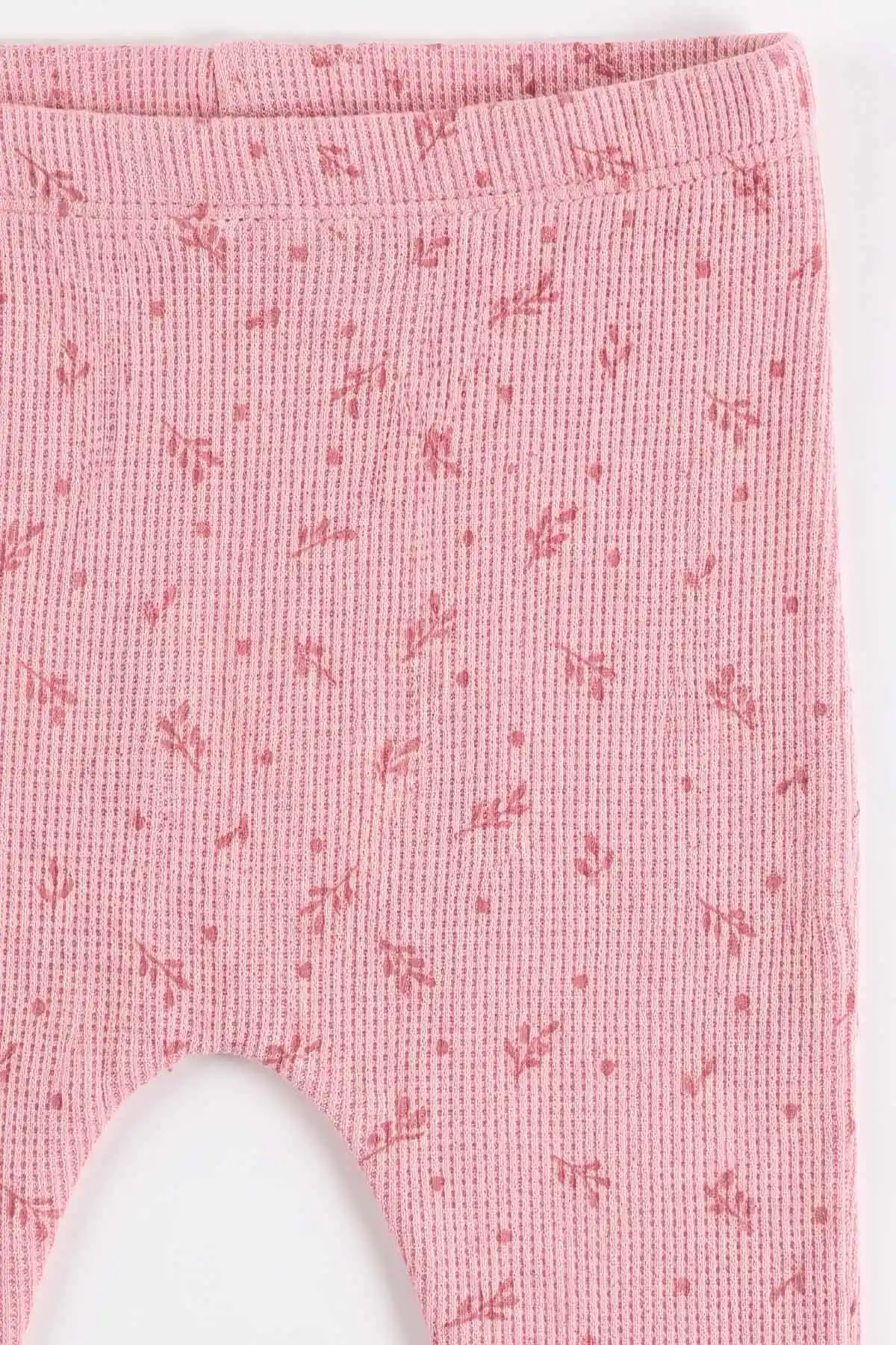 Pembe (3-12 Ay) Nakışlı Hırkalı Waffle Kız Bebek 3'lü Takım 479432