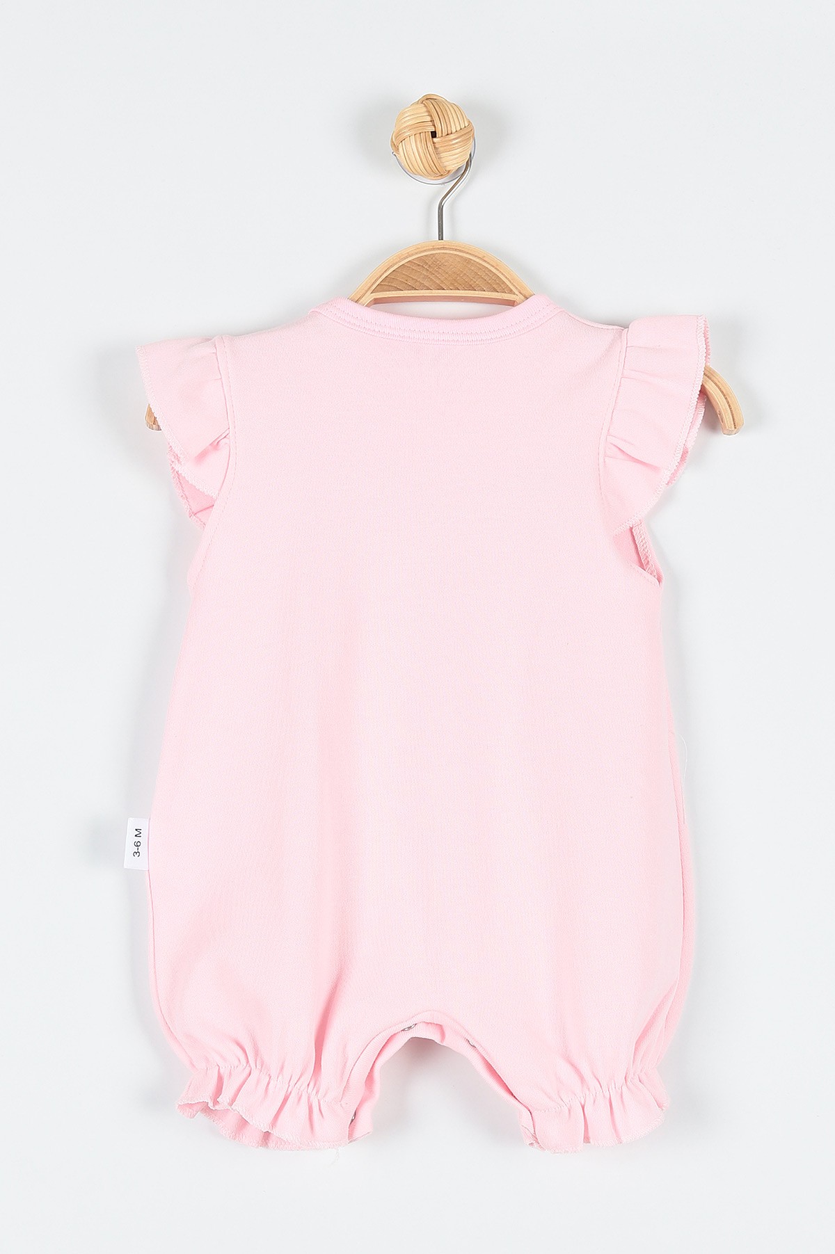 Pembe (3-12 Ay) Ponponcu Fare Baskılı Kol Fırfırlı Kız Bebek Tulum 179902