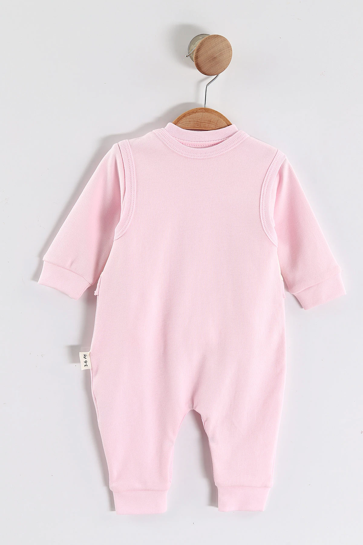 Pembe (3-12 Ay)  Tokalı Tavşan Nakışlı Kız Bebek Salopet Takım 456601